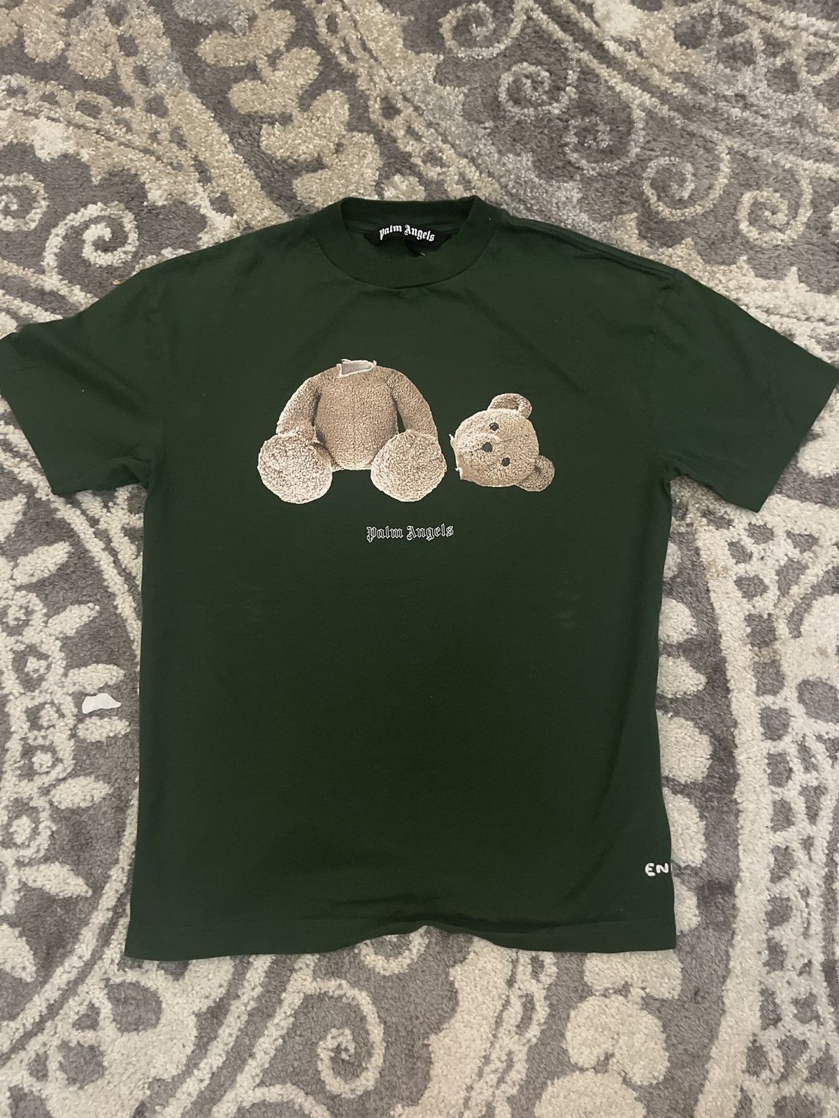 Palm Angels Green Teddy Bear Logo T-Shirt | Junior Couture USA