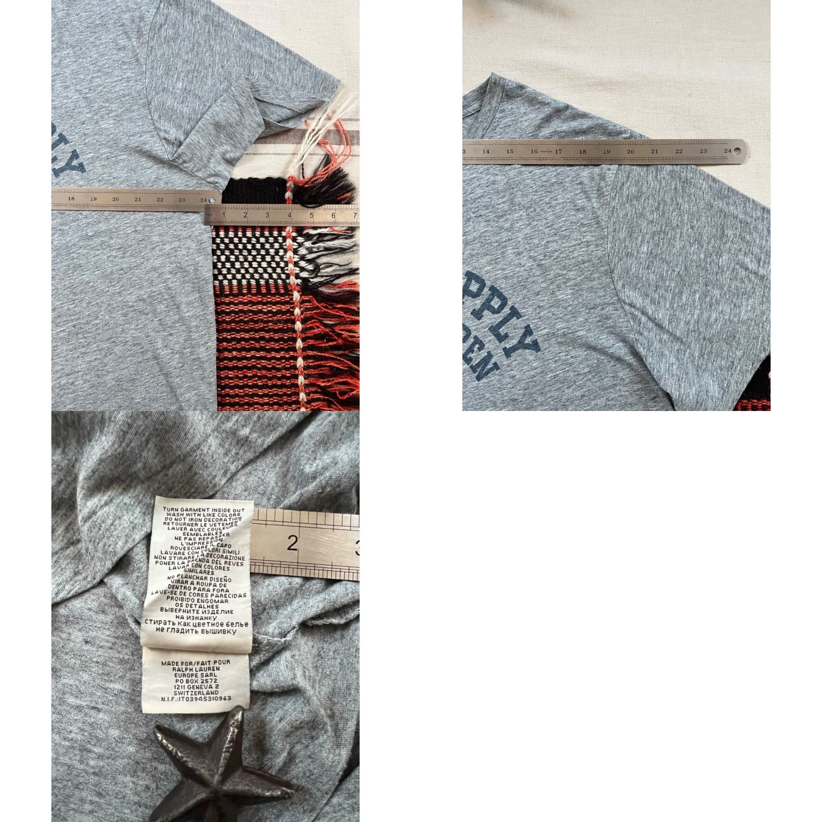 Ralph Lauren VINTAGE Denim & Supply Ralph Lauren T-Shirt XL-2XL Grey Marl Graphic Print College Varsity Logo Slim Fit Short Sleeve Crew Neck Men Size US XXL / EU 58 / 5 - 8 Thumbnail