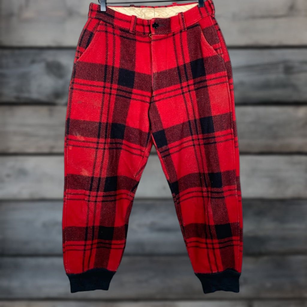 Vintage VINTAGE Wool Buffalo Plaid Hunting Pants Men's 30 x 28 Red Black Heavyweight Unlined Size US 30 / EU 46 - 1 Thumbnail