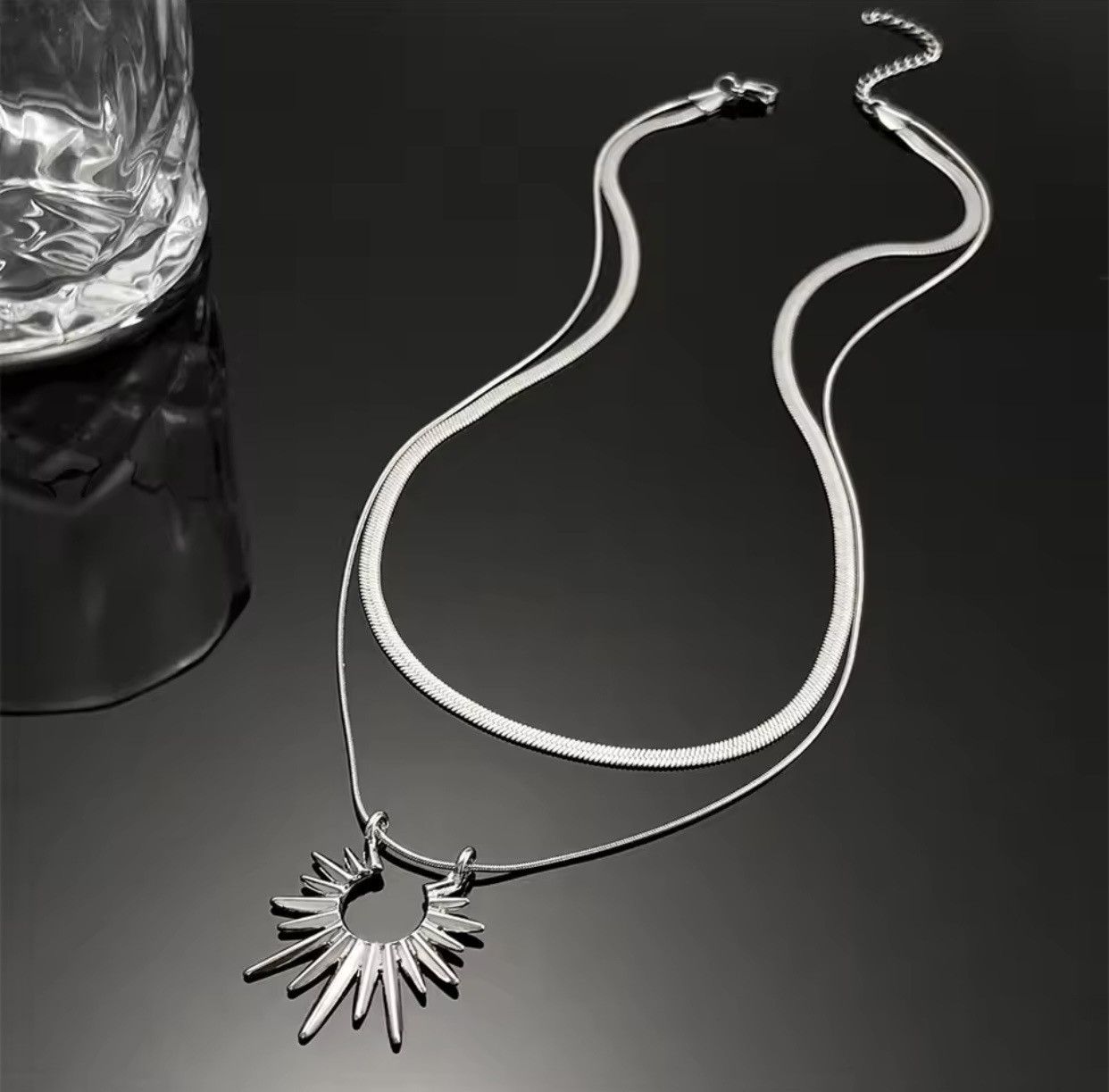 Jewelry × Vintage Double titanium steel sun pendant men's necklace Size ONE SIZE - 4 Thumbnail