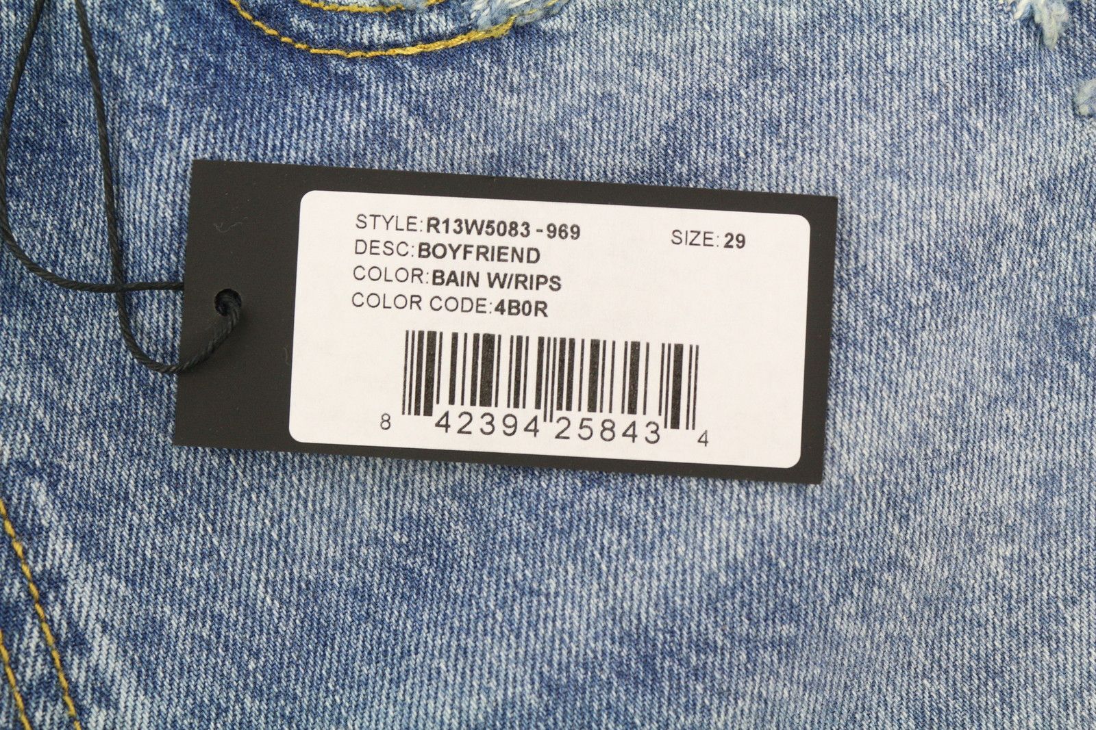 R13 BOYFRIEND 29 Washed Ankle Cropped Distress Bain 84462 Size 29" - 7 Thumbnail