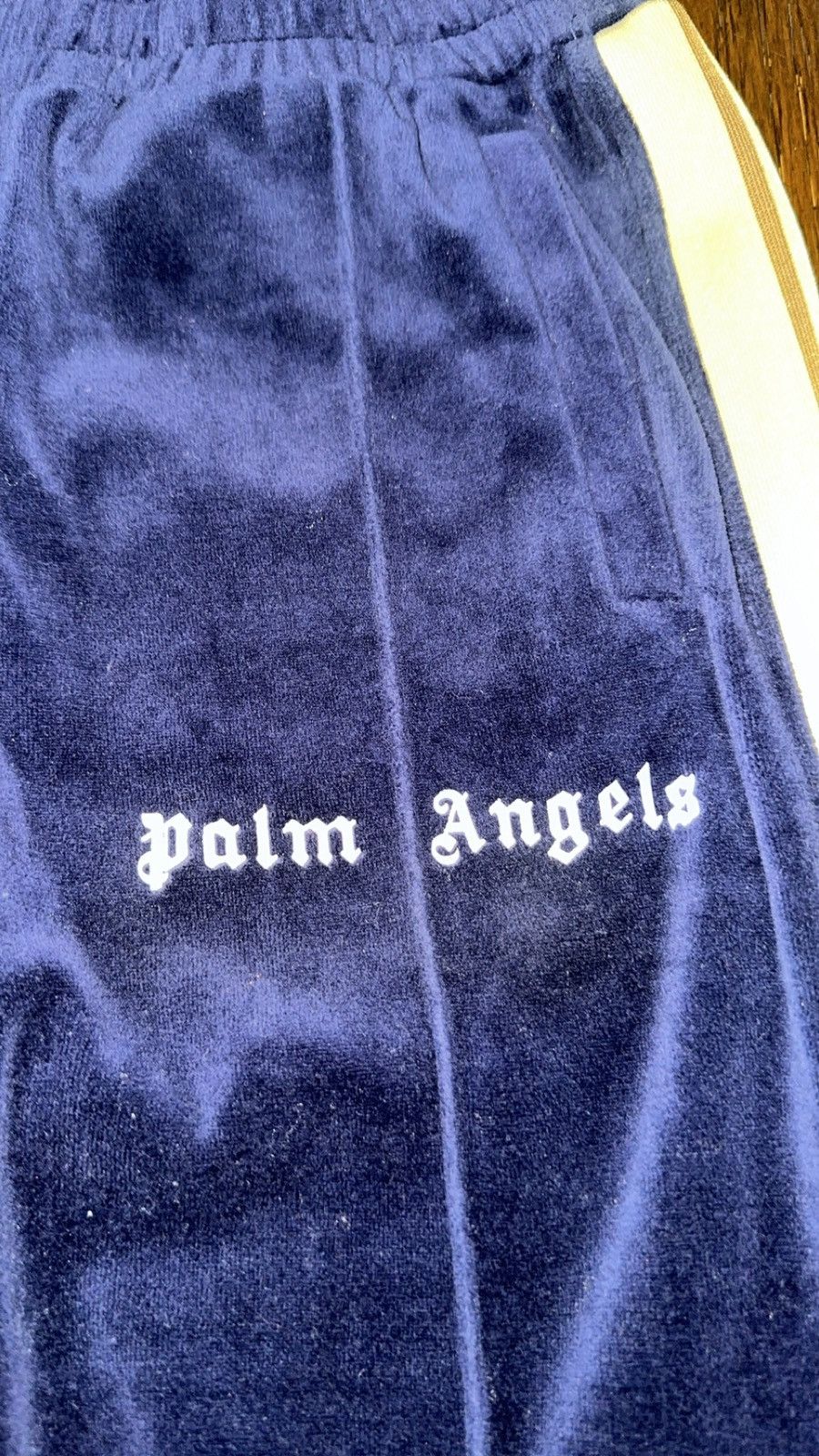 image of Saks Fifth Avenue Navy And Tan Palm Angels Tracksuit Joggers, Men's (Size 32)