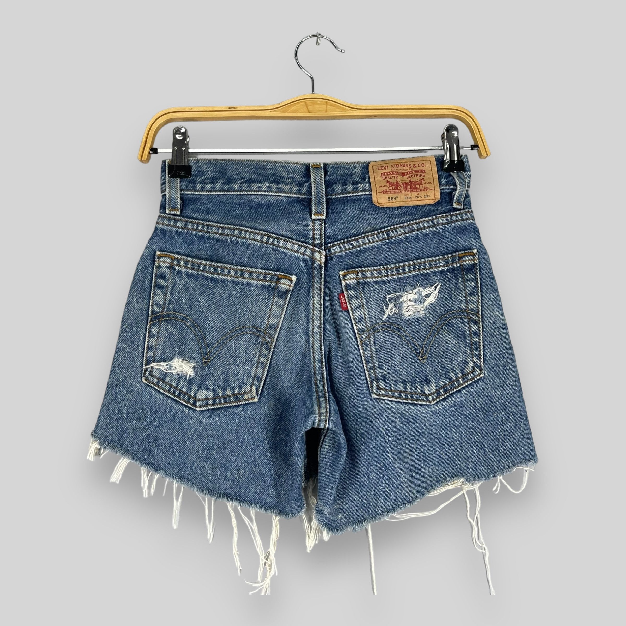 Levi's Size 23 Vintage Distressed Levis 569 Cutoff Ripped Jeans Size 23" - 7 Thumbnail