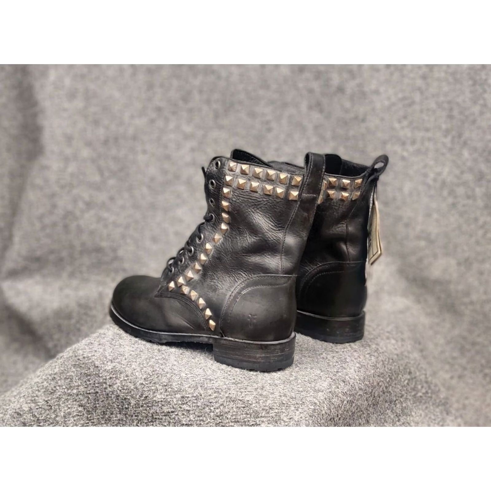 Frye Frye Design Rogan Studded Lace Tall Black Leather Ankle Boots Size US 11 / IT 41 - 7 Thumbnail