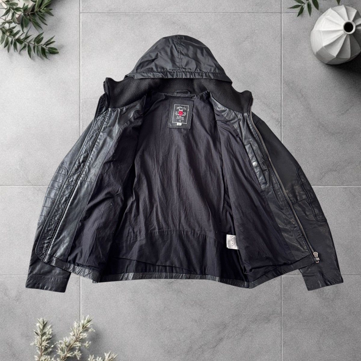 Diesel Diesel Leather Jacket Model J-BO-2 Black Biker Avirex Style Size US XXL / EU 58 / 5 - 3 Thumbnail