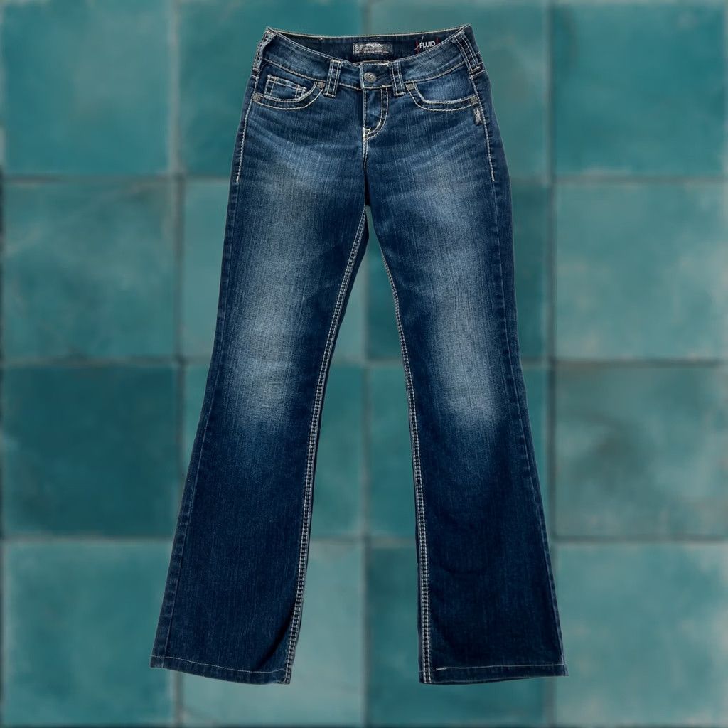 Silver Jeans Co. Silver Jeans Suki Slim Boot Women's 26x28 Dark Wash Blue Stretch Denim Bootcut Jeans Size 26" / US 2 / IT 38 - 1 Thumbnail