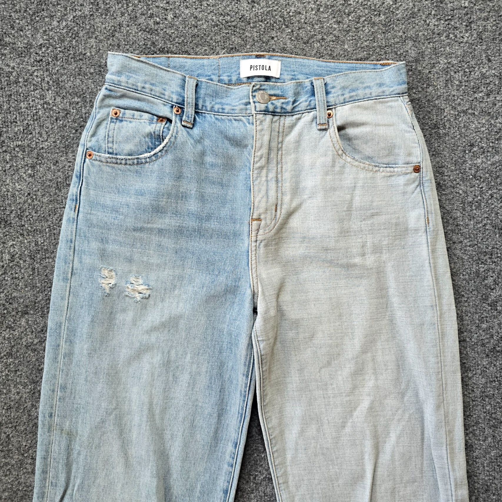 Pistola Pistola Jeans Womens 25 Blue Straight Jeans Distressed Grunge 5-Pocket Denim Wide Leg Colorblocked Regular Car Size 42" / US 20 - 2 Thumbnail