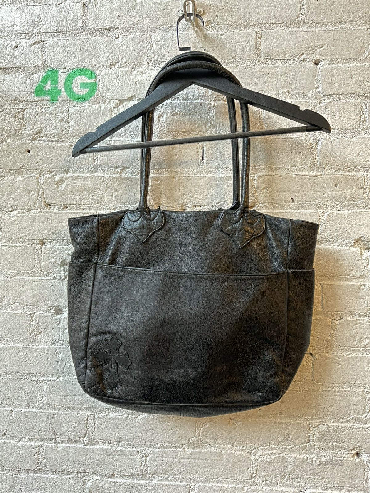 Chrome Hearts CHROME HEARTS THRASHED 4 PATCH LEATHER TOTE BAG Size ONE SIZE - 2 Thumbnail