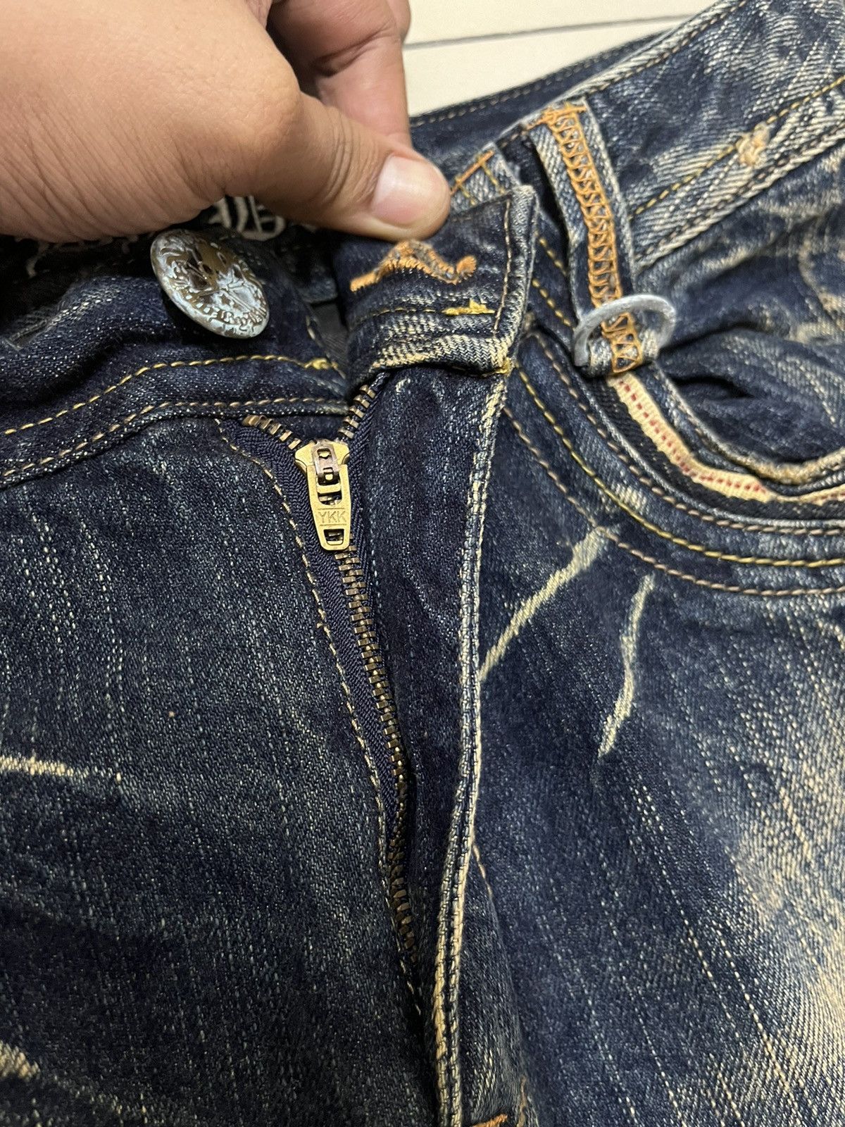 If Six Was Nine blow by blue distressed mud rusty thunder denim buckle back Size US 32 / EU 48 - 9 Thumbnail