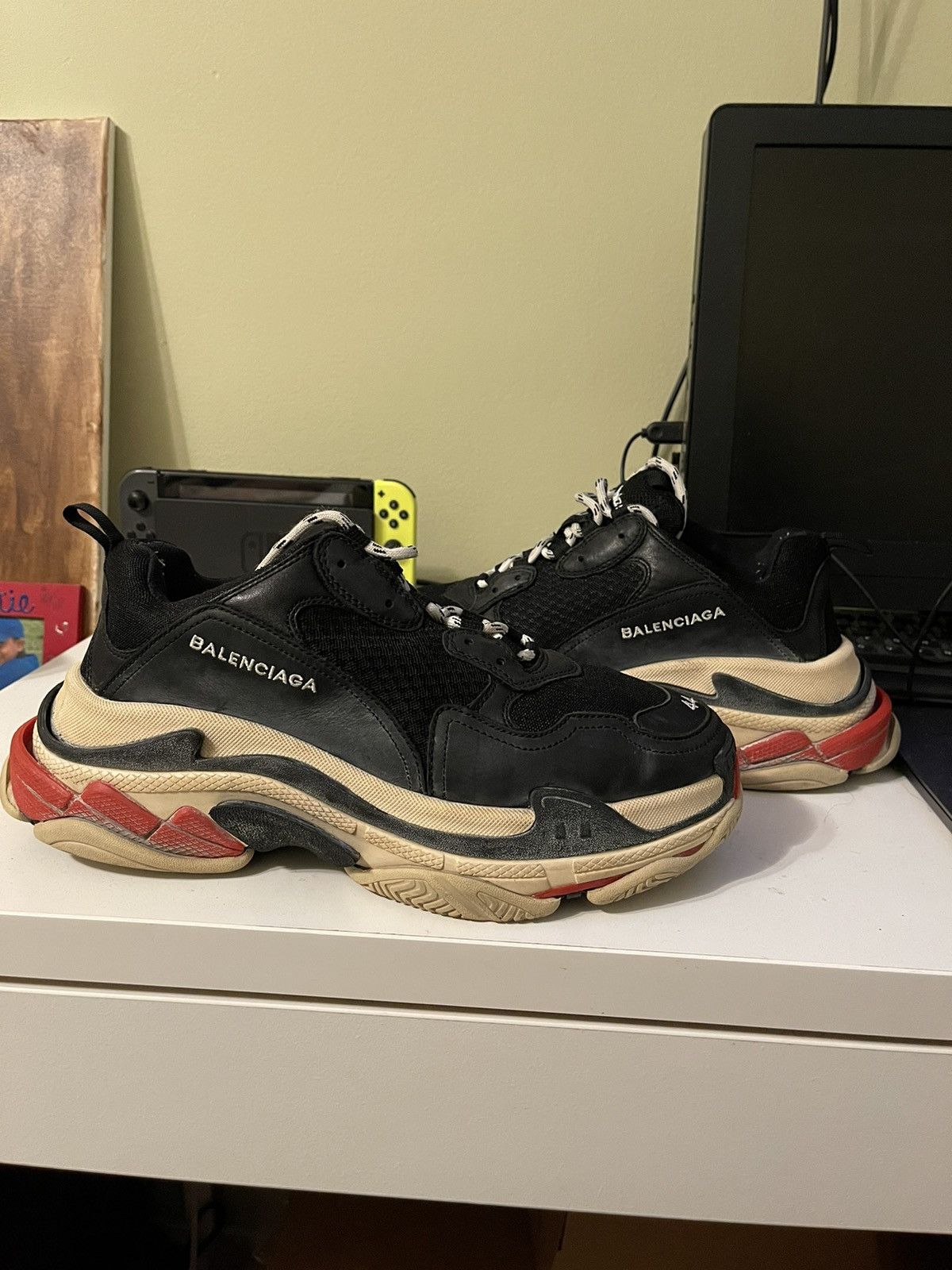 image of Balenciaga Triple S Black/red Size 44 Shoes, Men's