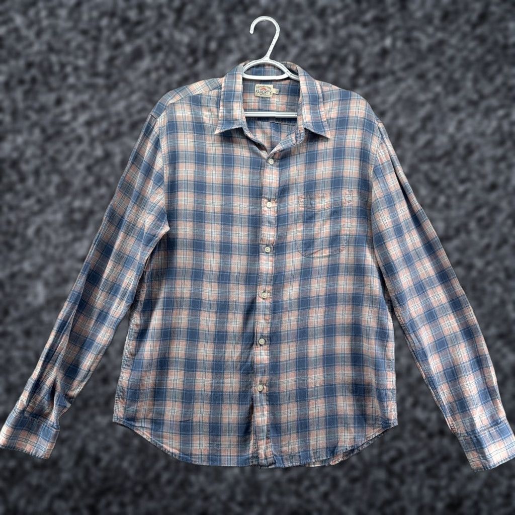 Faherty Faherty Shirt Mens Large Blue Pink Plaid Button Front Cotton Casual Long Sleeve Size US L / EU 52-54 / 3 - 1 Thumbnail
