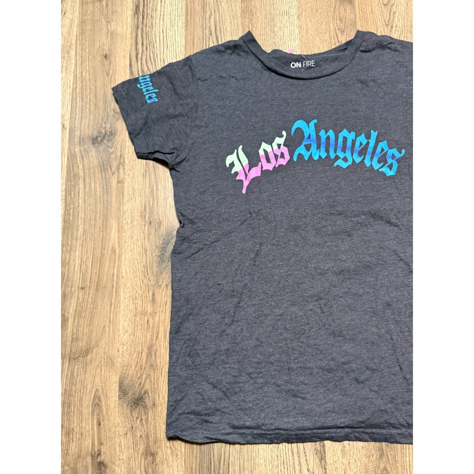 Vintage On Fire Shirt Women's Large Gray Los Angeles Graphic Print T-Shirt Size L / US 10 / IT 46 - 3 Thumbnail