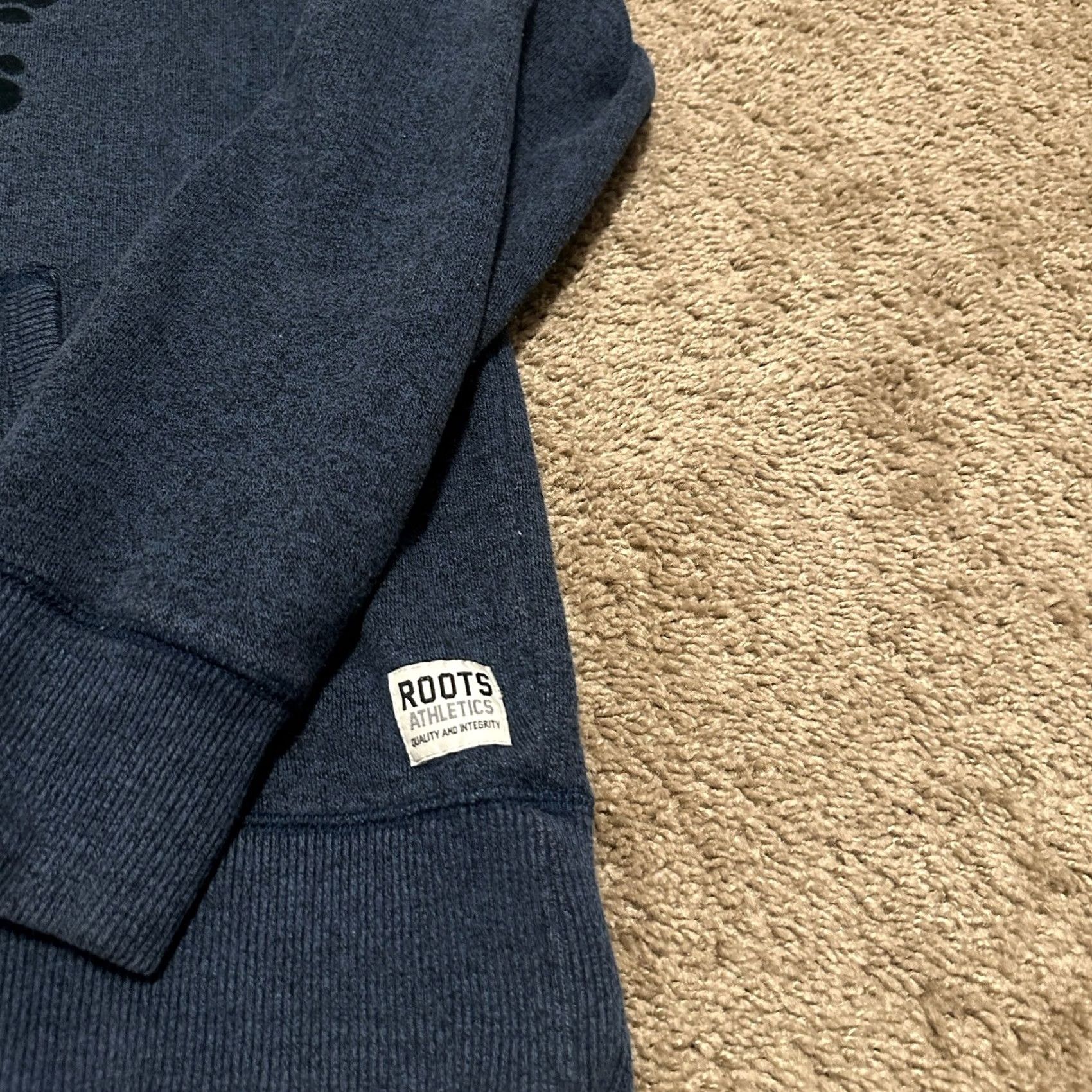 Roots Root Canada Hoodie Mens Large Athletic Graphic Print Beaver Logo Blue Pullover Hooded Sleeves Pockets Size US L / EU 52-54 / 3 - 2 Thumbnail