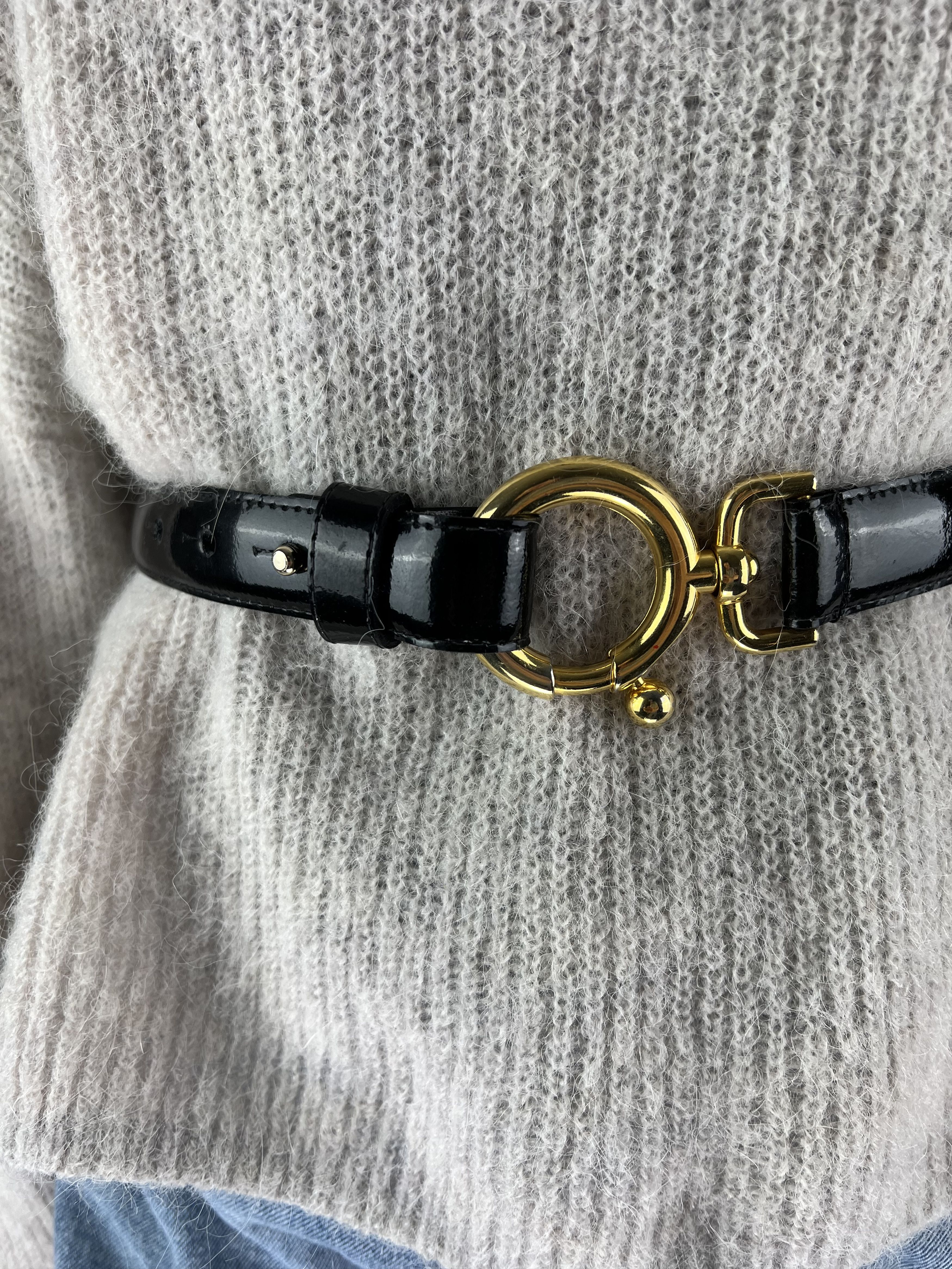 Designer × Vintage Vintage Black Leather Belt Size 80 Size ONE SIZE - 2 Thumbnail