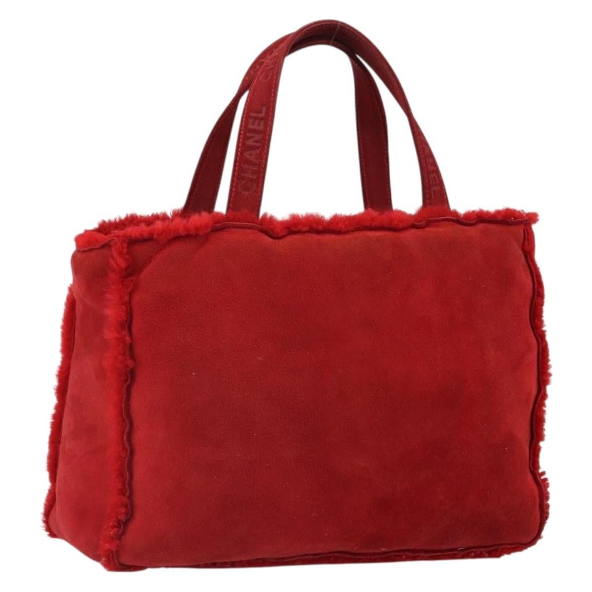 Chanel Chanel Tote Bag Suede Red CC Size ONE SIZE - 1 Thumbnail