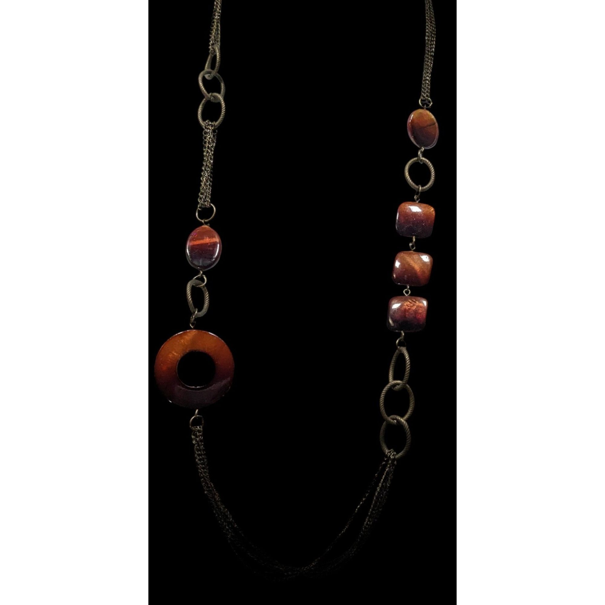 Other Vintage Multilayered Bronze Chain Necklace With Brown Shell Size ONE SIZE - 4 Thumbnail