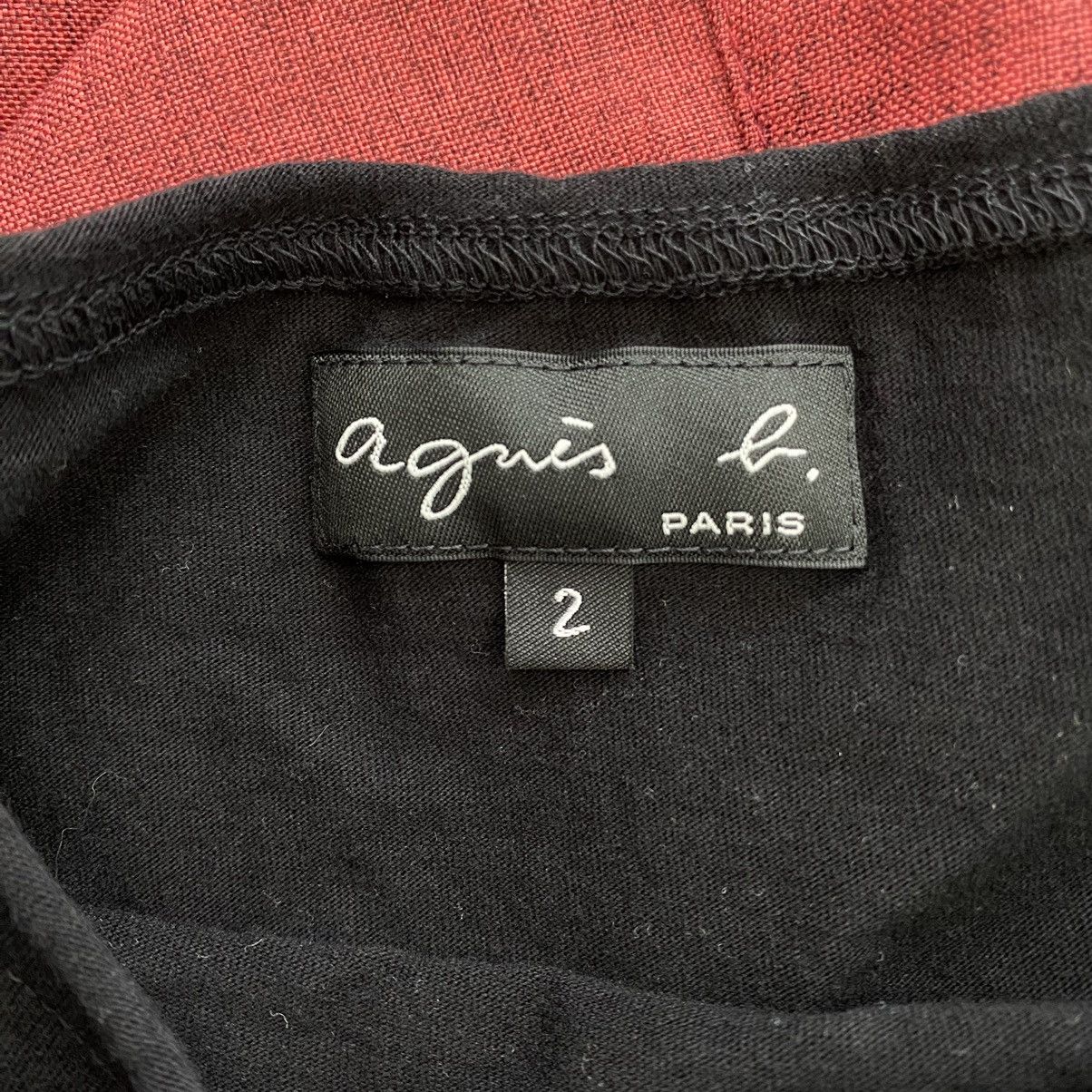 agnes b. AGNES B. PARIS France Brand Logo Print Black Short Sleeve Size XXS / US 00 / IT 34 - 6 Thumbnail