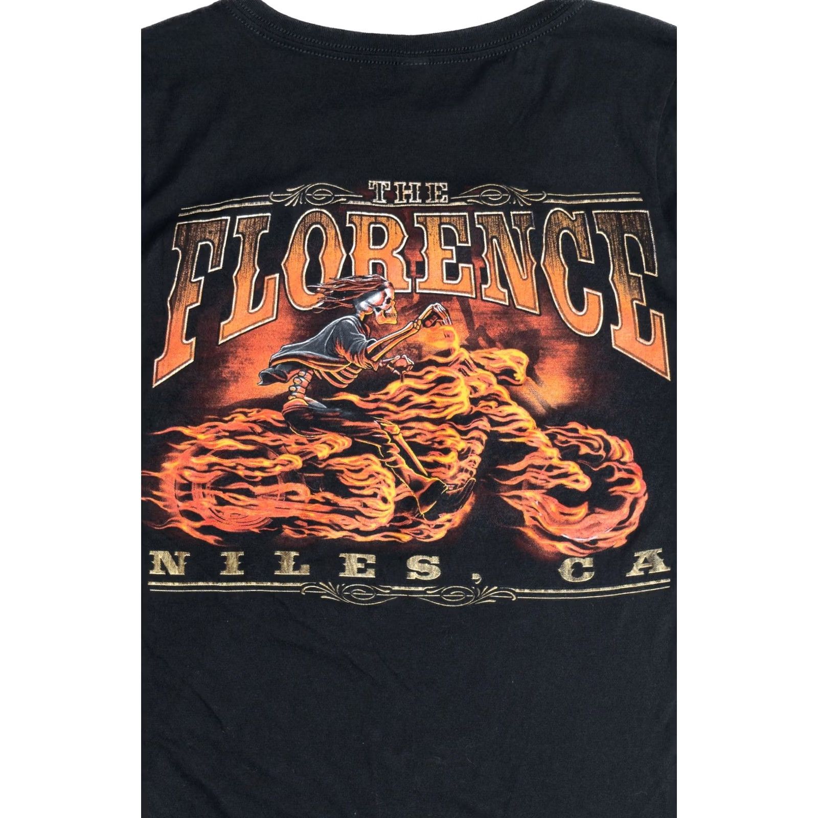 Vintage VINTAGE The Florence Bar Niles CA Motorcycle Flames T-Shirt Adult Medium Black 2010s Mens Size US M / EU 48-50 / 2 - 4 Thumbnail