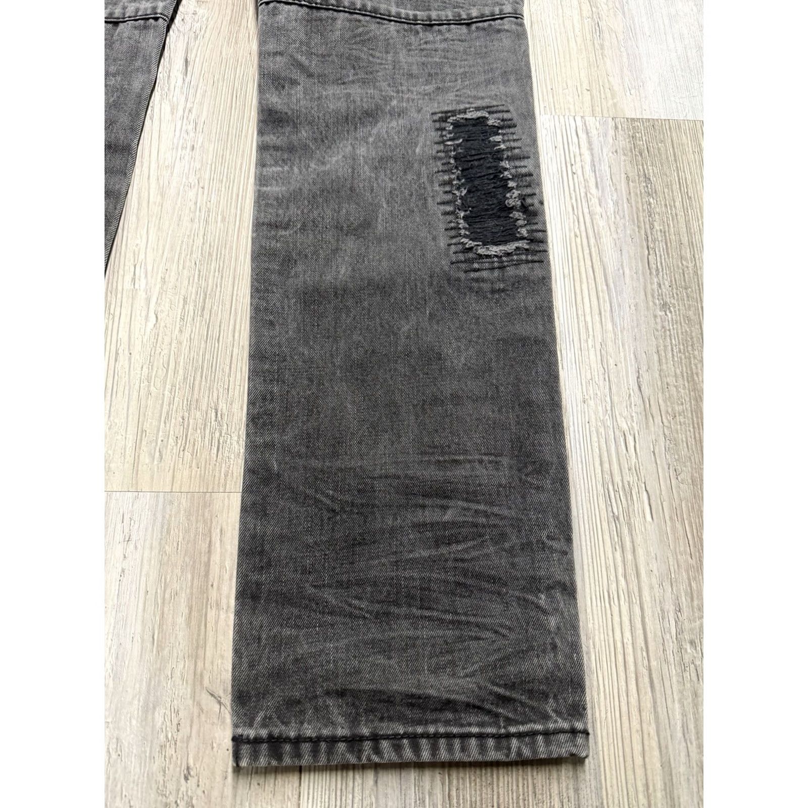 Denime MAKOBI Jeans Mens 32x32 Black Distressed Fade Slim Denim Designer City Size US 32 / EU 48 - 6 Thumbnail
