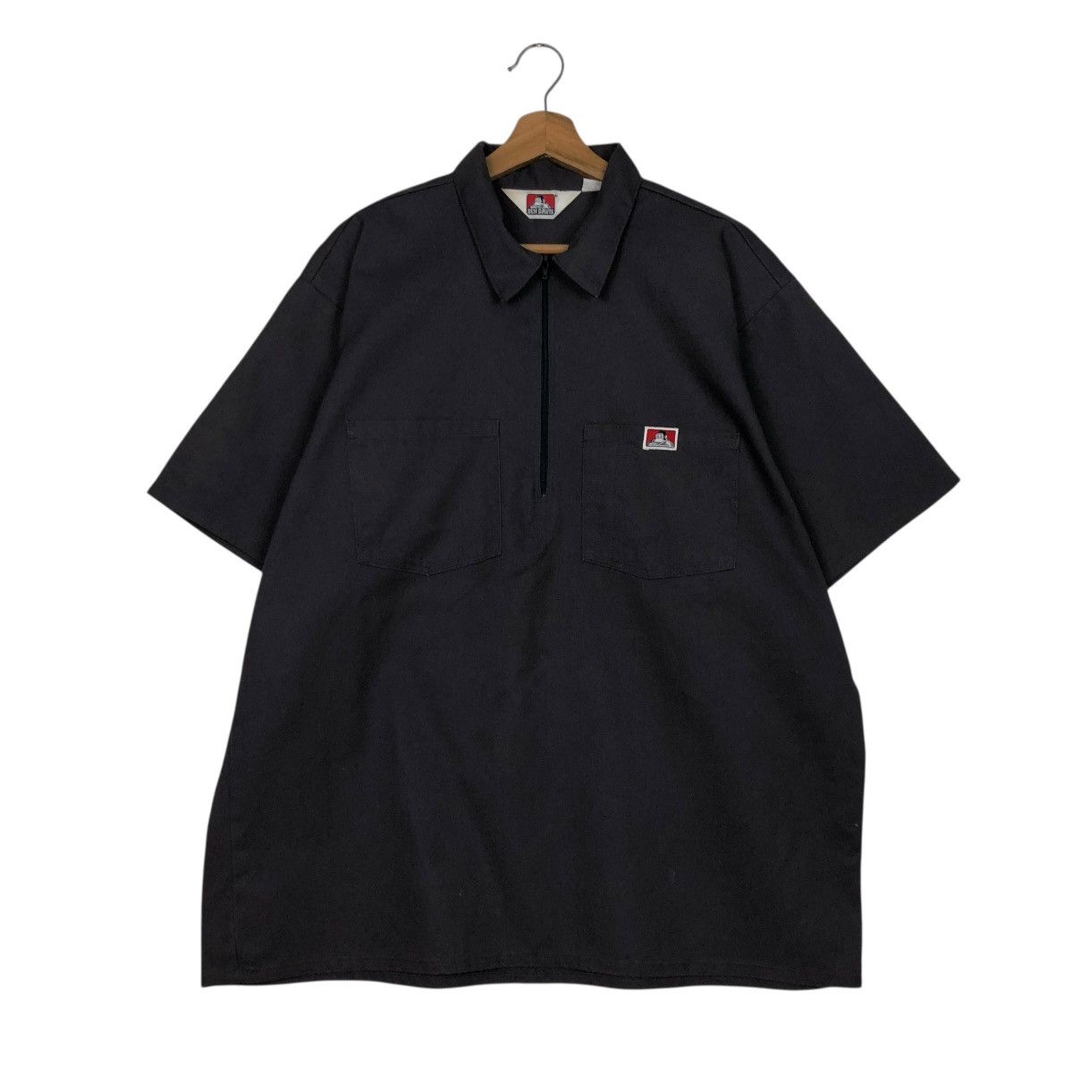Japanese Brand 🔥HALF ZIPPER COLLAR BOWLING SHIRT BEN DAVIS SMALL LOGO Size US XL / EU 56 / 4 - 3 Thumbnail