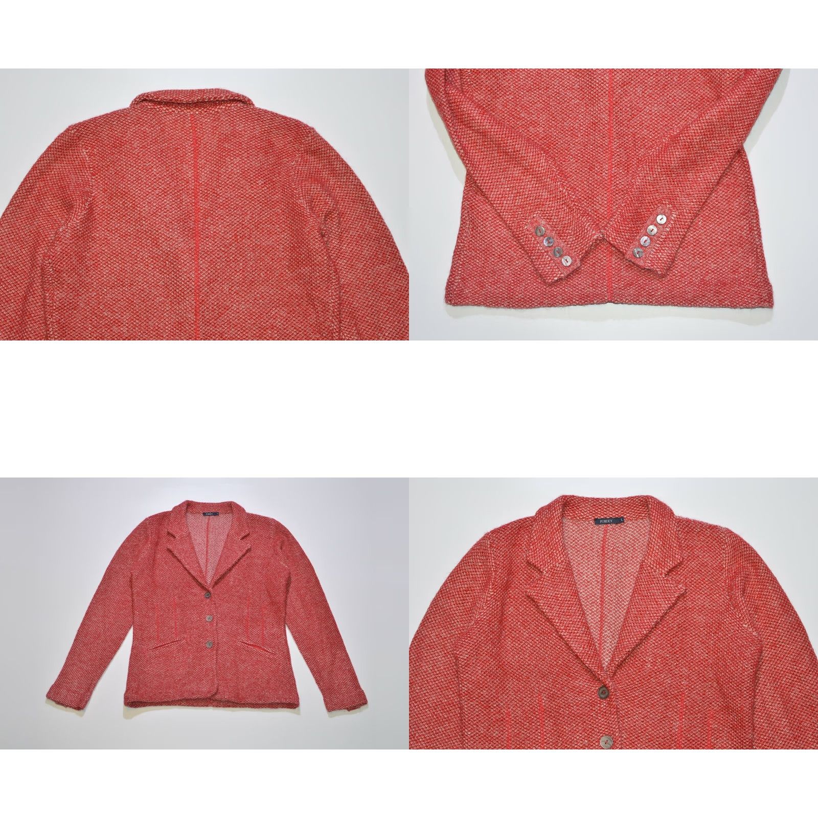 Vintage Wmns Purdey Cardigan Sweater, Red, Size L, Acrylic Mohair, CP2072, Regular, Womens Size L / US 10 / IT 46 - 8 Thumbnail