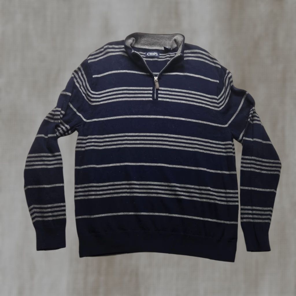 Chaps Chaps Polo 1/4 Zip Blue Gray Long Sleeve Pullover Sweater Adult Mens XL Shirt Size US XL / EU 56 / 4 - 1 Thumbnail