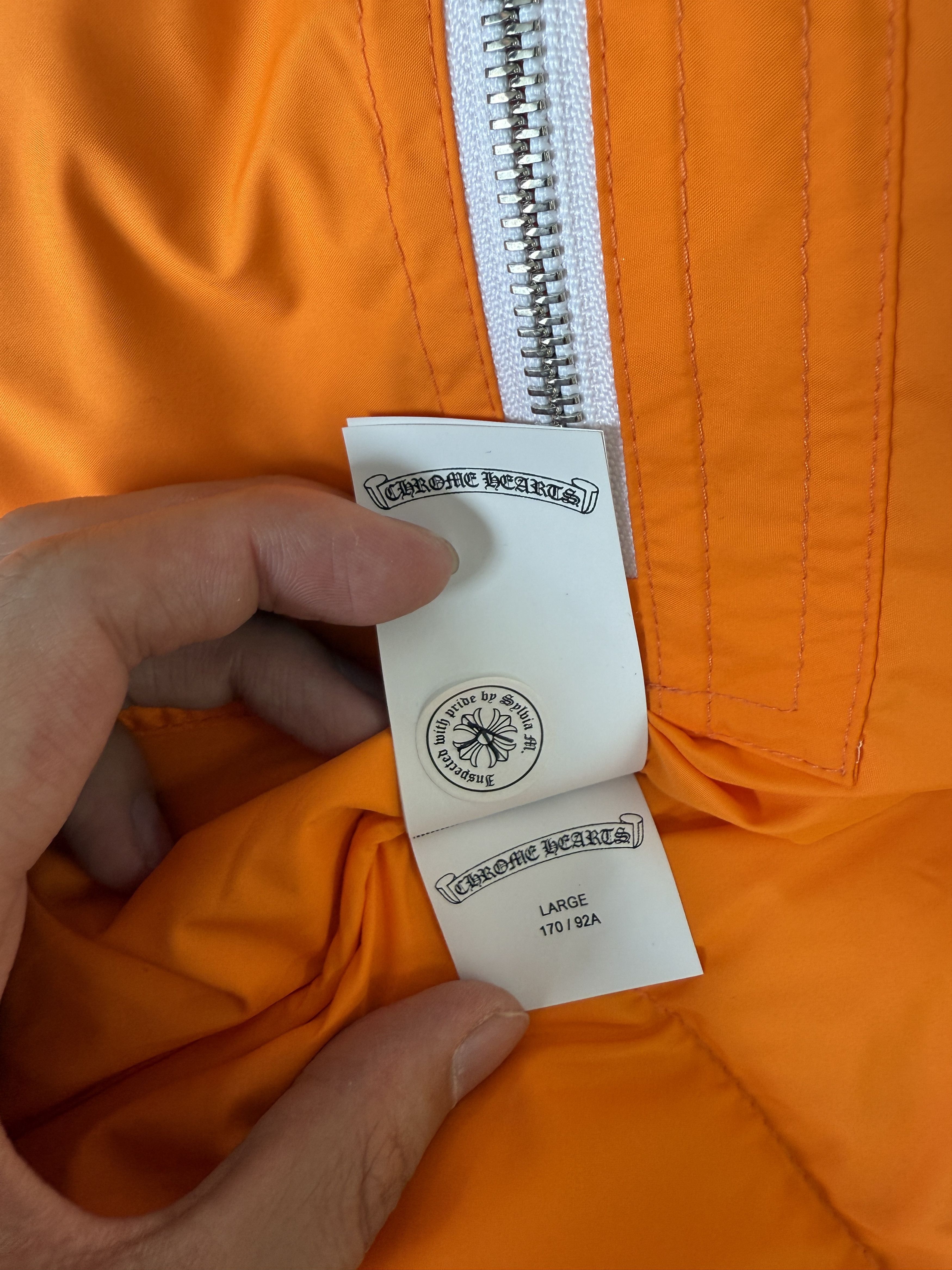 Chrome Hearts Orange Monogram Cropped Puffer Down Jacket L