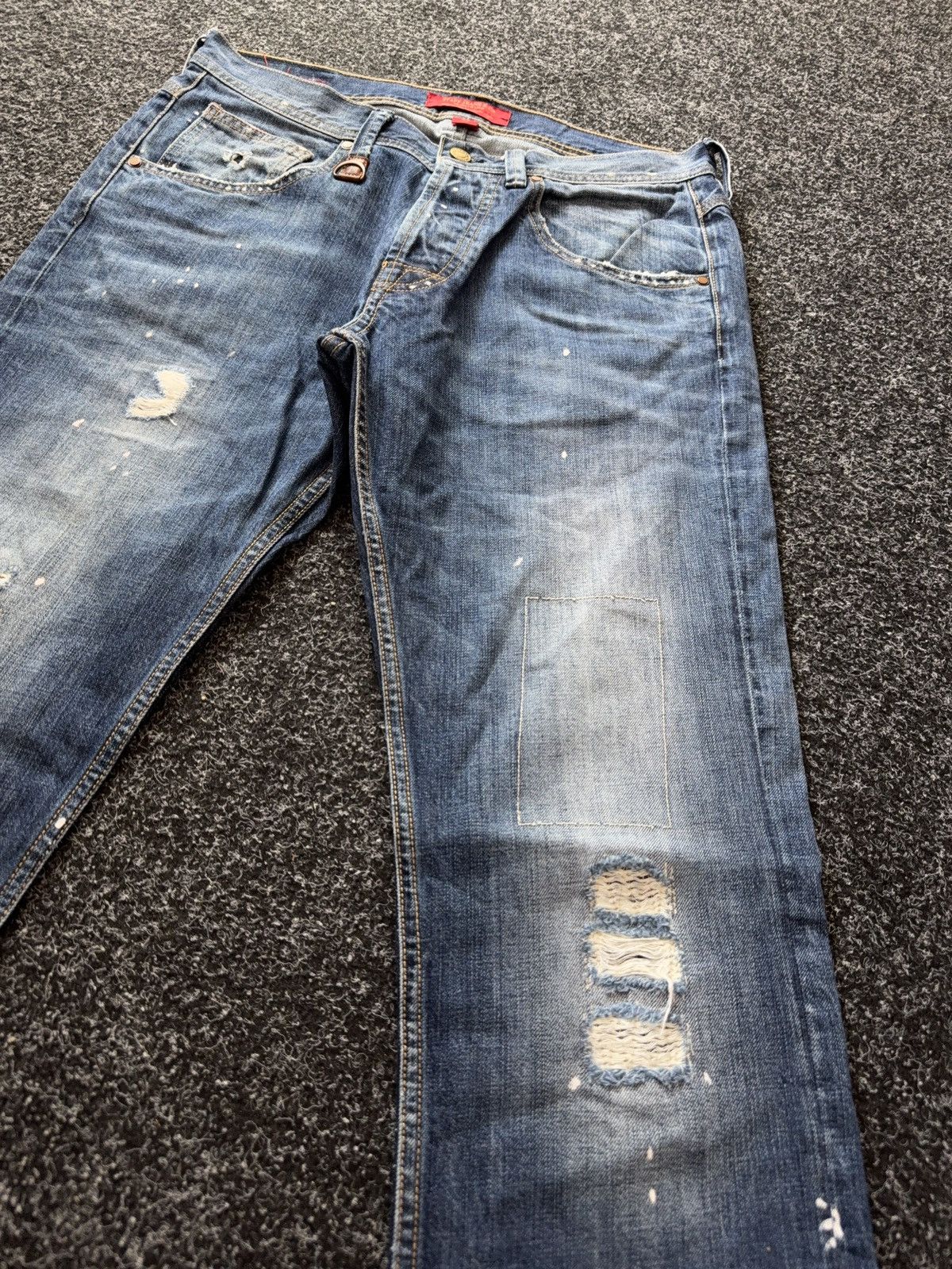 Vintage 00s Retro Japanese Y2K Vntg Grunge Distressed Denim Jeans Size US 32 / EU 48 - 7 Thumbnail