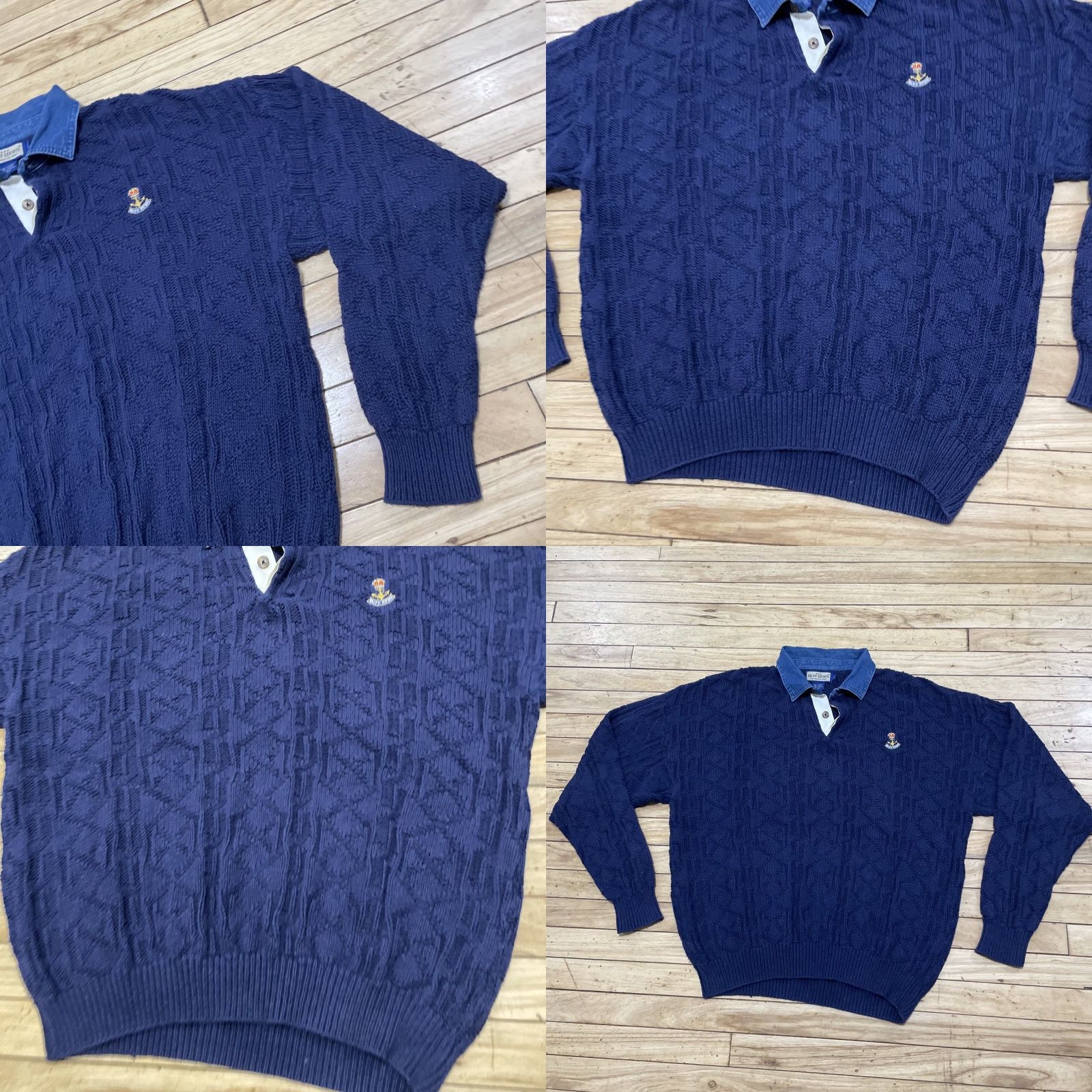 Nautica VINTAGE Ruff Hewn Complex: Nautical Pullover Sweater Men L Blue Anchor Logo Navy Knit USA Size US L / EU 52-54 / 3 - 10 Thumbnail