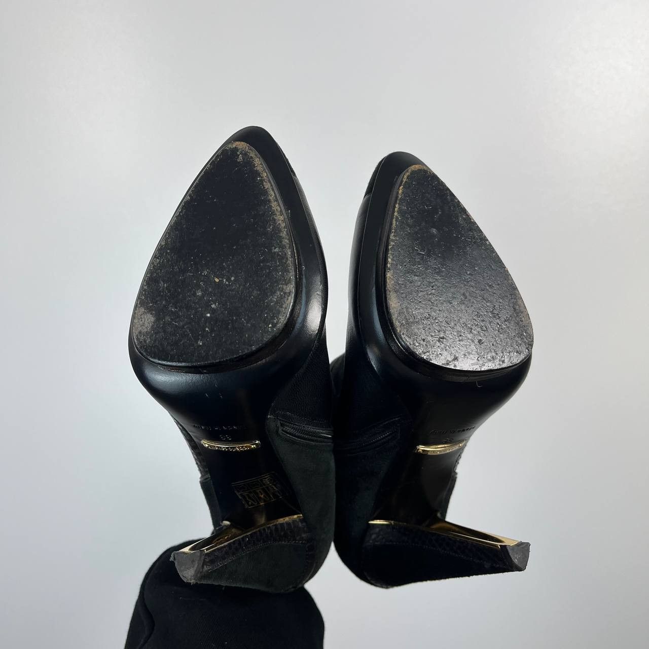 Roberto Cavalli Roberto Cavalli Leather Suede Ankle Boots Black Womens 38 Size US 6 / IT 36 - 10 Thumbnail