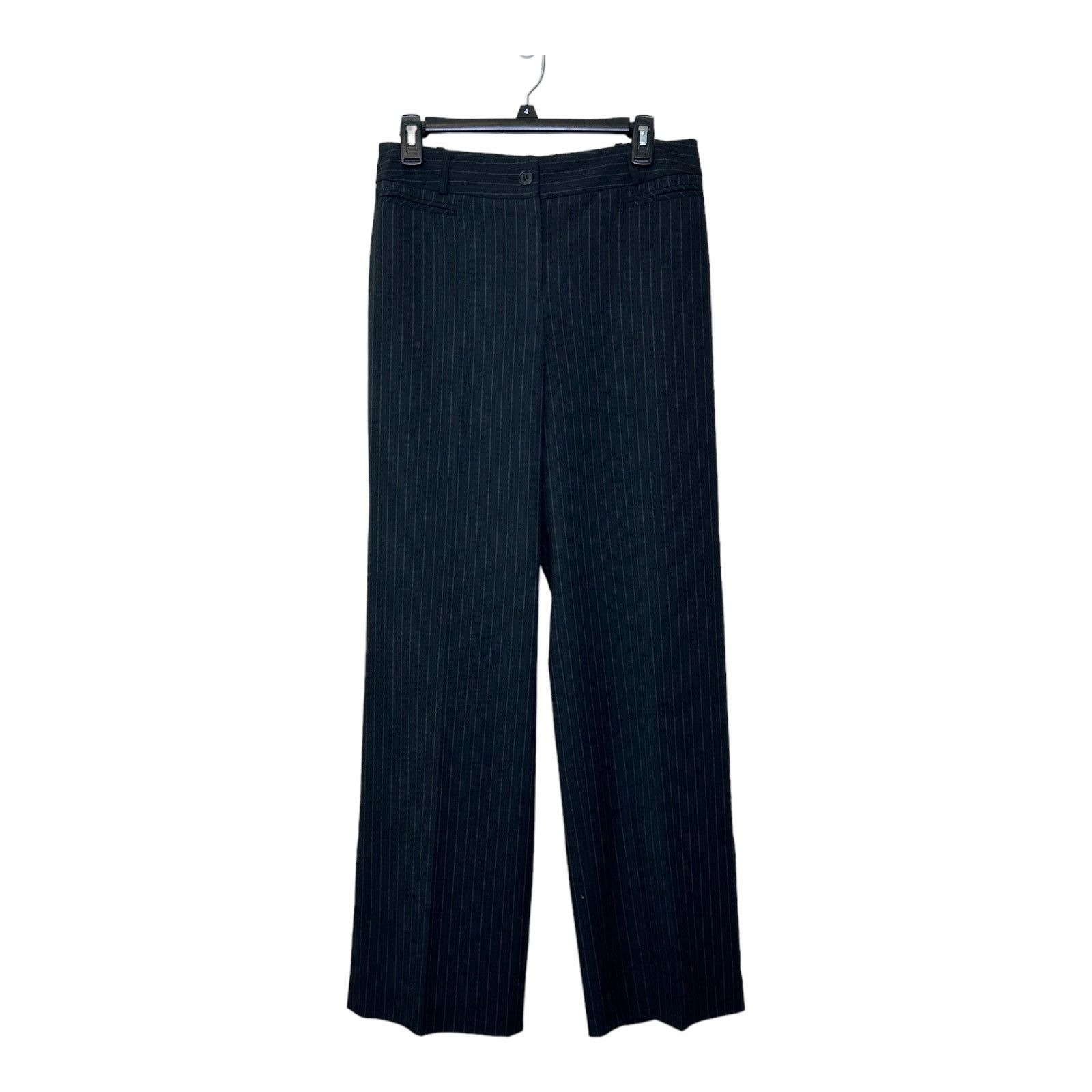 Loft Loft black striped wide legs flat front pants size 6 Size 28" / US 6 / IT 42 - 6 Thumbnail