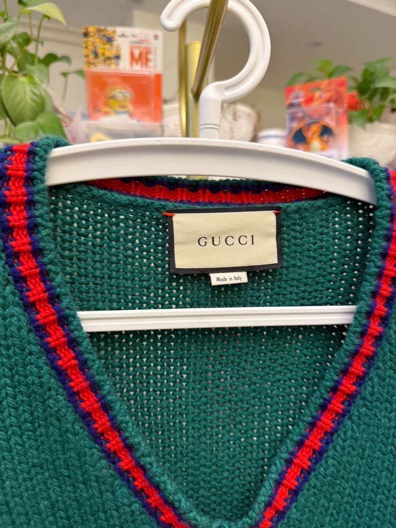 Gucci Green VNeck Knit Sweater-2506