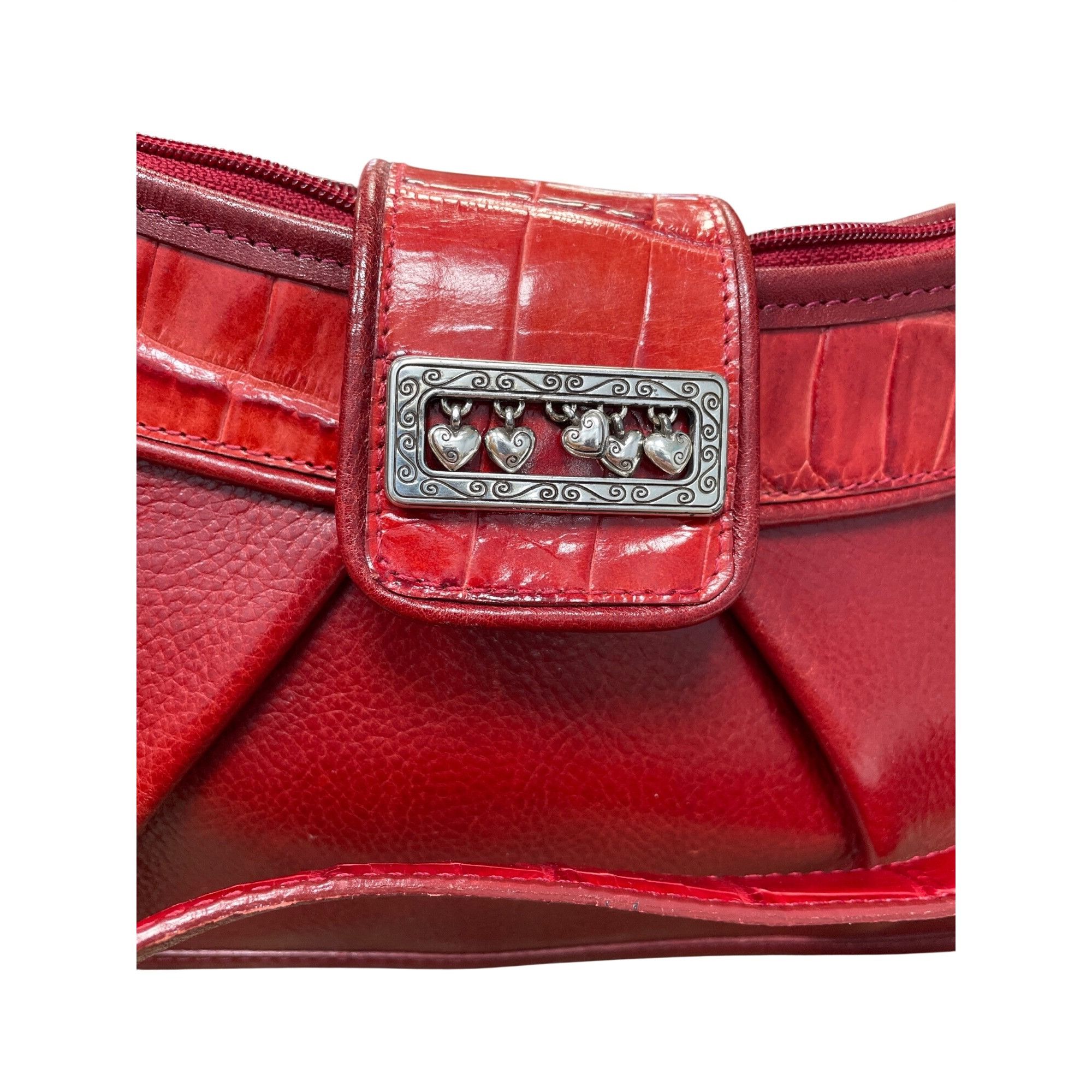 Brighton Brighton womans red leather pebbled shoulder handbag style A Size ONE SIZE - 2 Thumbnail