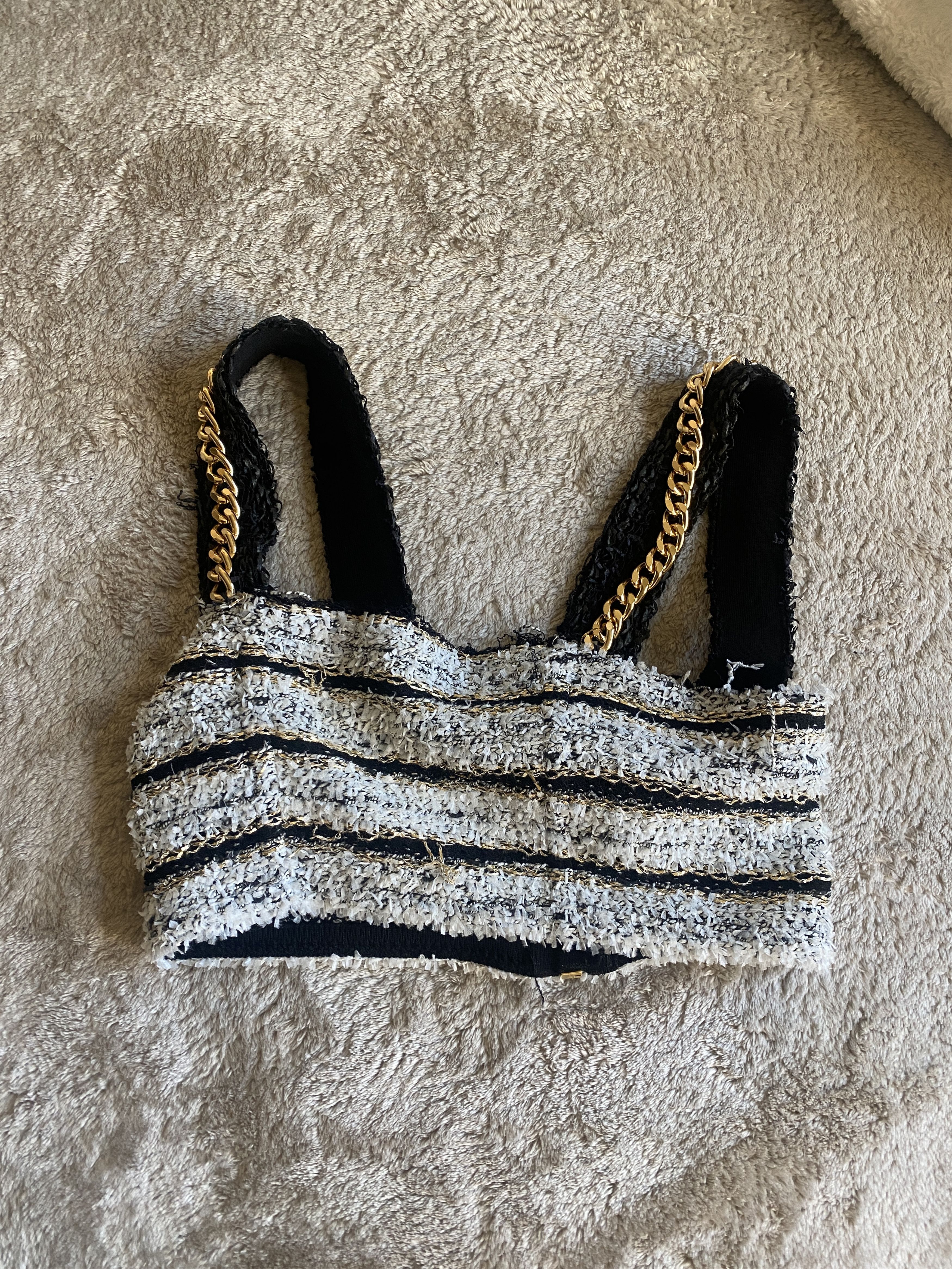 Balmain Balmain Tweed Crop Top with Chain Straps Size XS / US 0-2 / IT 36-38 - 3 Thumbnail