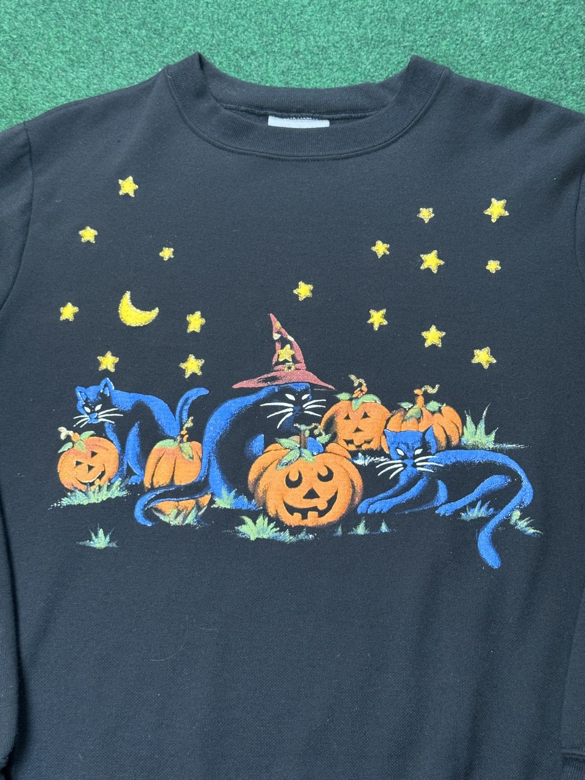 Vintage Vtg 90s Halloween Black Cats Jack O Latern Witch Sweatshirt Size L / US 10 / IT 46 - 2 Thumbnail