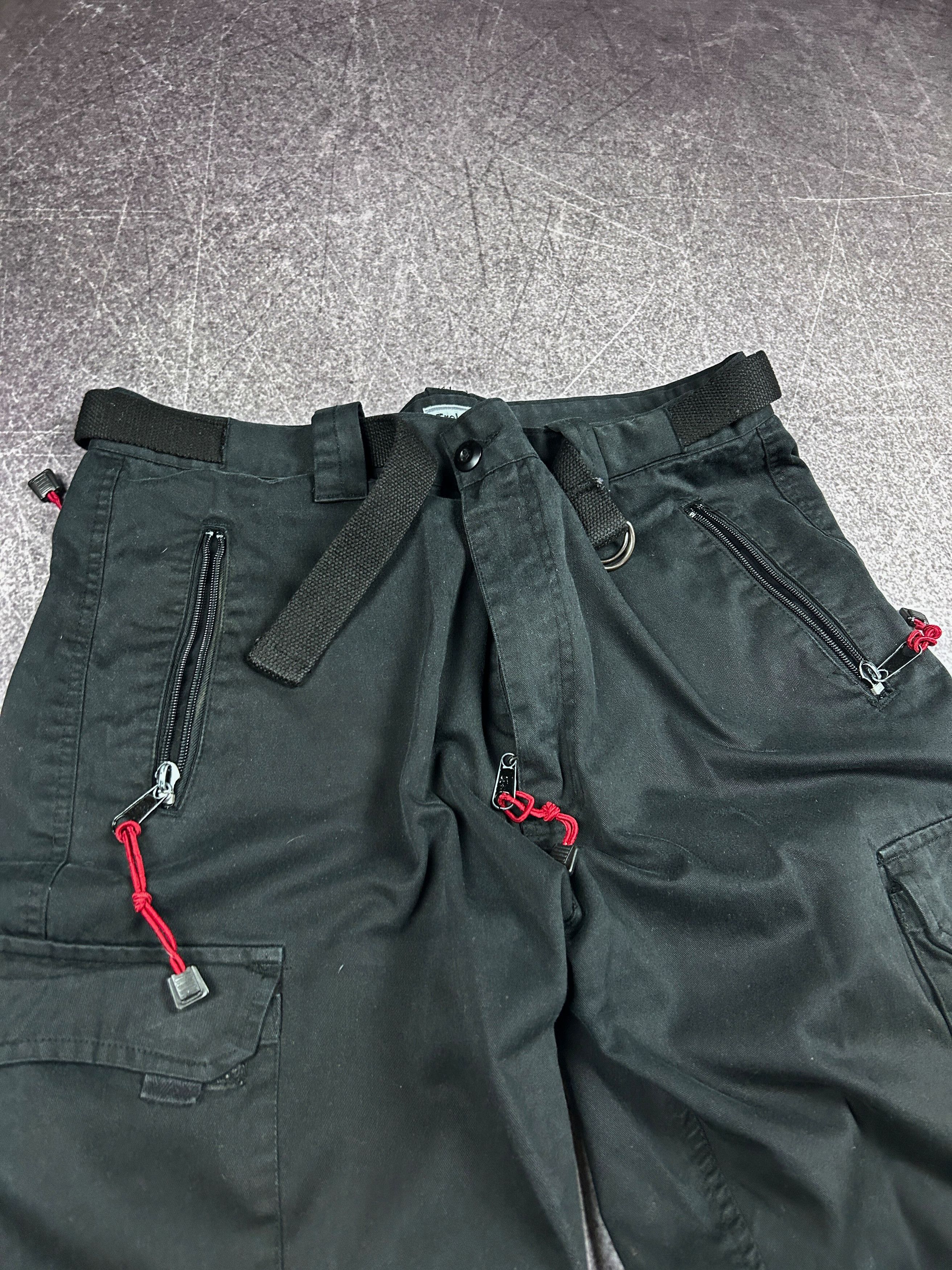 Vintage Y2K Cargo Pants Black Utility Multi Pocket Techwear Style Size US 32 / EU 48 - 4 Thumbnail