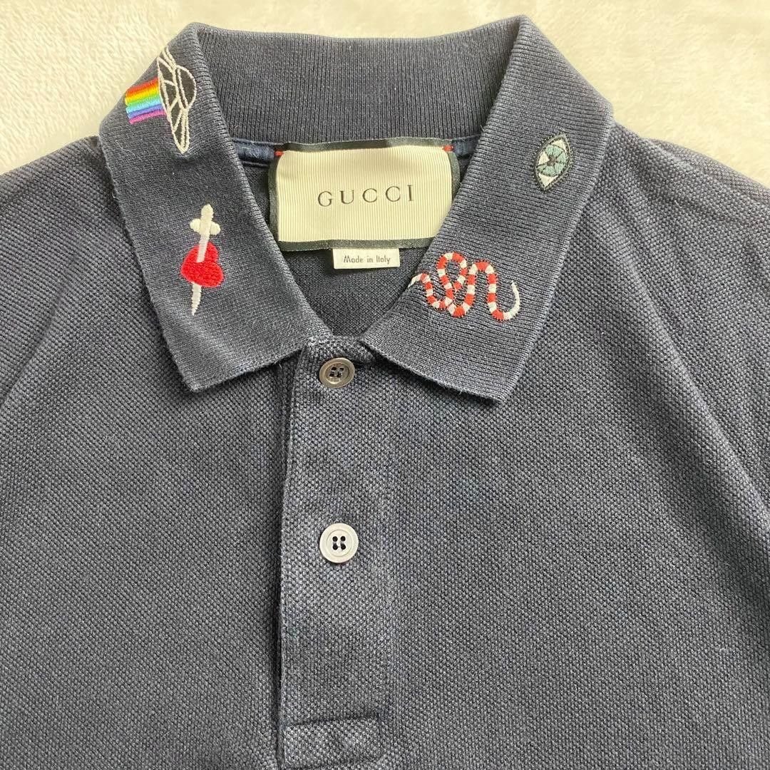 Gucci Gucci Navy Polo with Colorful Collar Embroidery Size US M / EU 48-50 / 2 - 3 Thumbnail