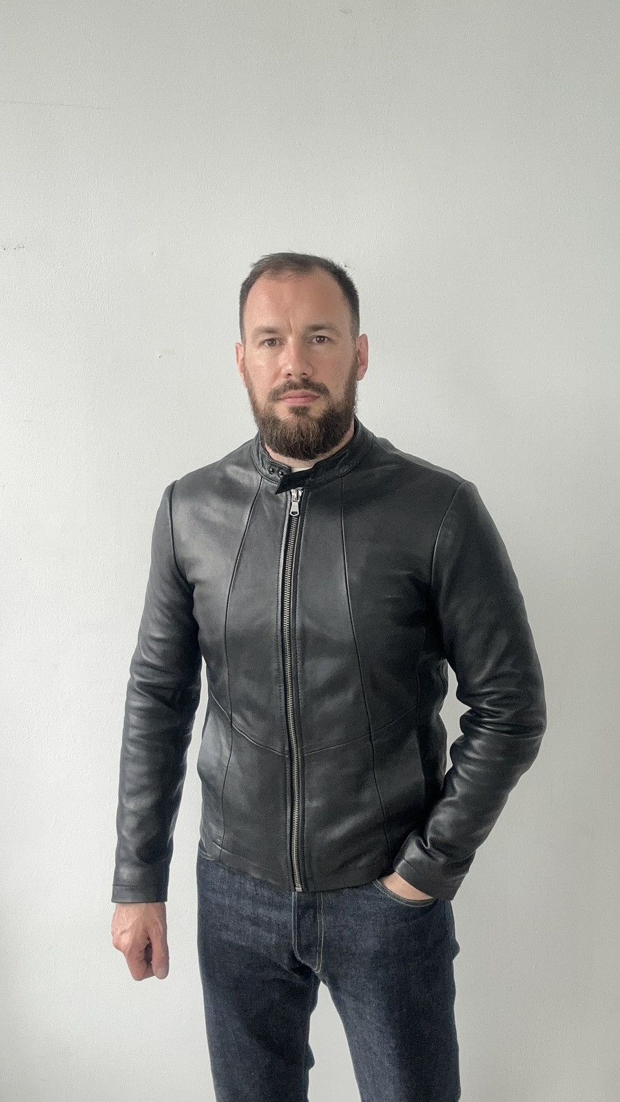 IKKS IKKS Lambskin Leather Jacket Cafe Racer Moto Biker Bomber L Size US L / EU 52-54 / 3 - 2 Thumbnail