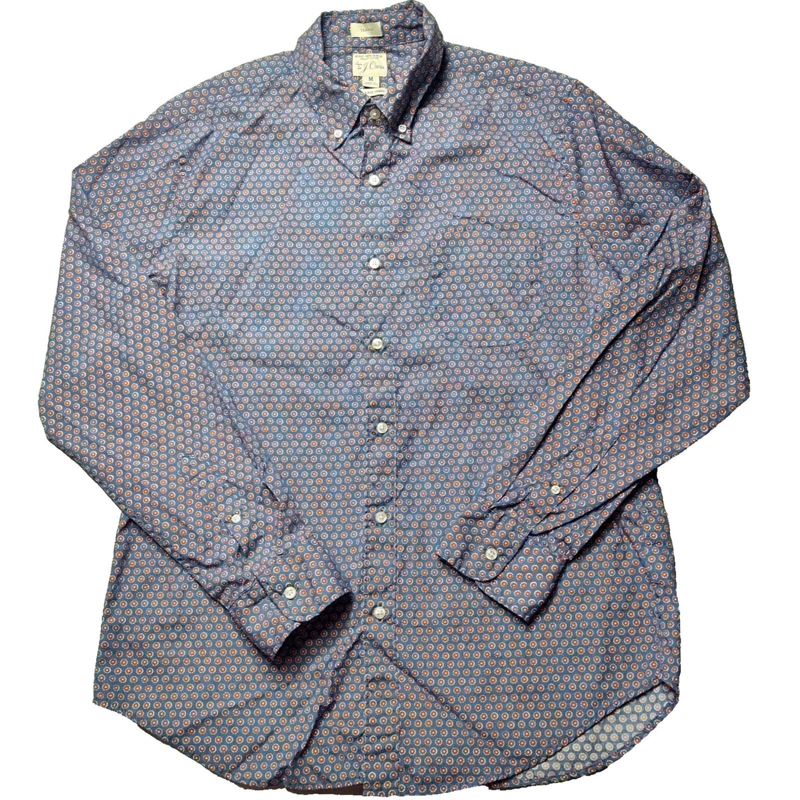 J.Crew J. CREW CLASSIC Organic Cotton Blue Brown Geo Button-Up Shirt - Men Medium Size US M / EU 48-50 / 2 - 2 Thumbnail