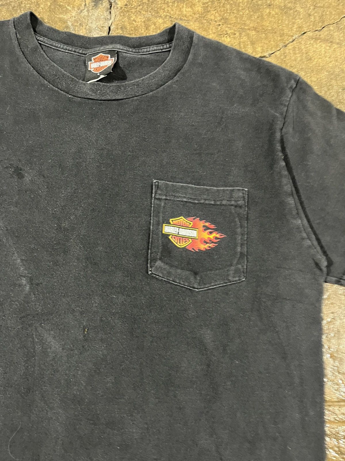 Harley Davidson × Vintage CRAZY VINATGE Y2K HARLEY DAVDISON FLAME LOGO POCKET TEE Size US L / EU 52-54 / 3 - 5 Thumbnail