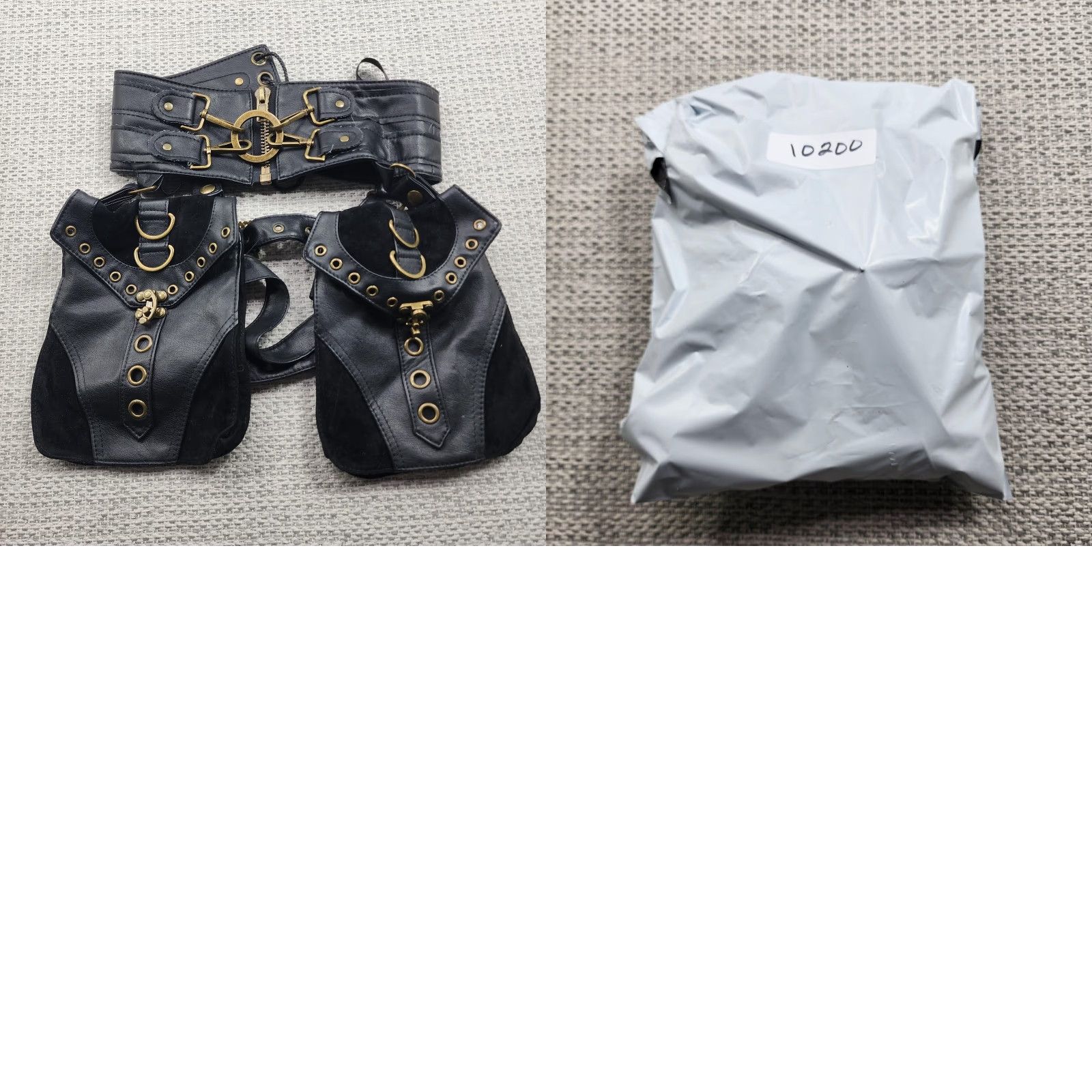 Vintage Steampunk Festival Utility Belt Bag Pouch Double Pocket Leather Suede Cosplay Size ONE SIZE - 8 Thumbnail