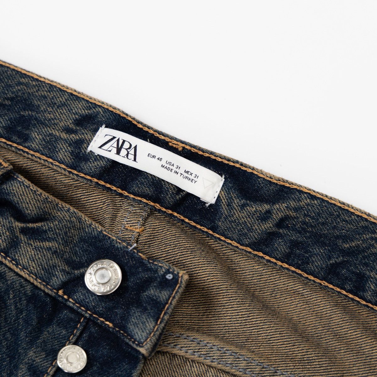 Zara Zara Man Distressed Dark Wash Blue Denim Jeans Button Fly Size US 31 - 6 Thumbnail
