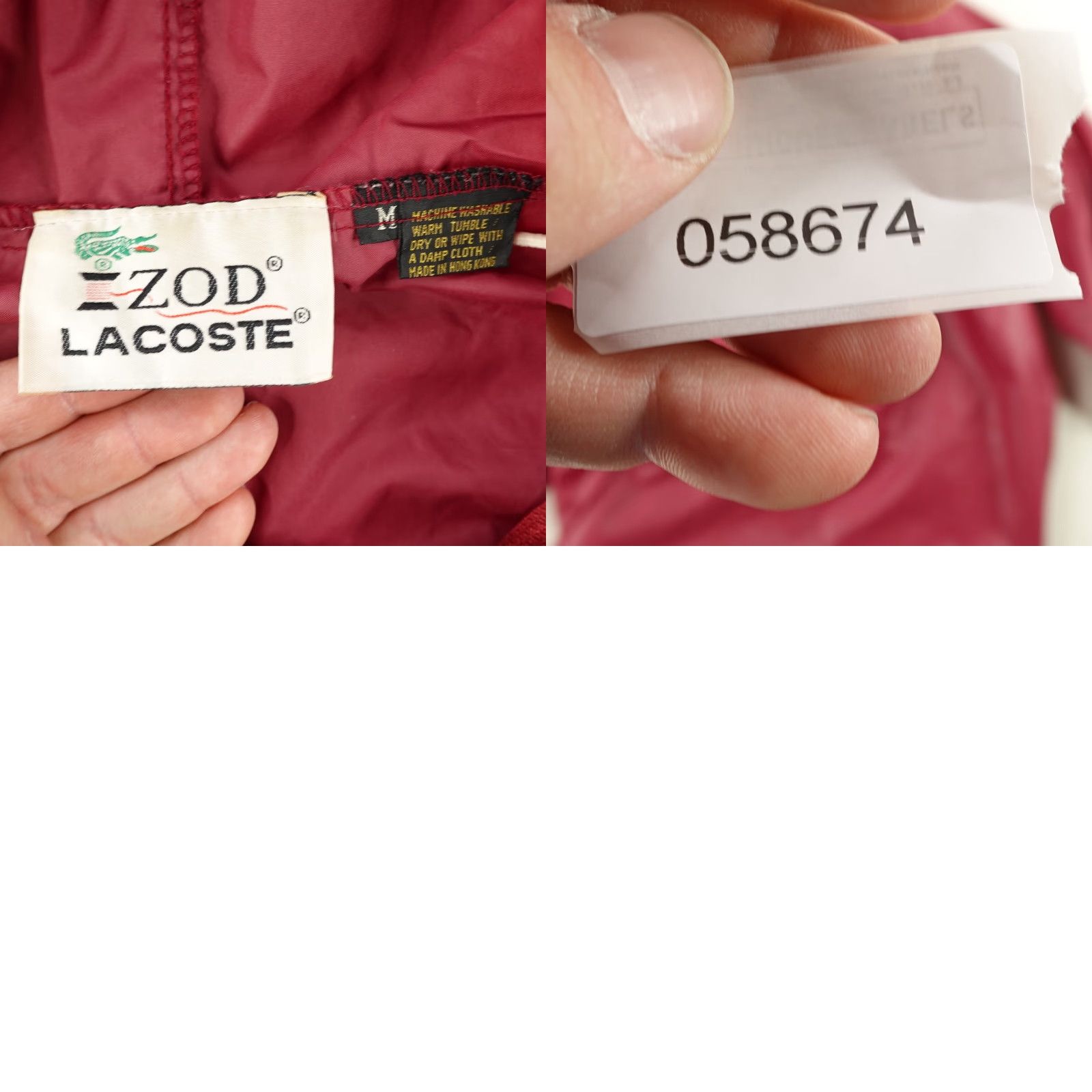 VINTAGE Lacoste Izod Windbreaker Jacket Mens Medium Red 60s Outdoor Casual Lightweight Zip