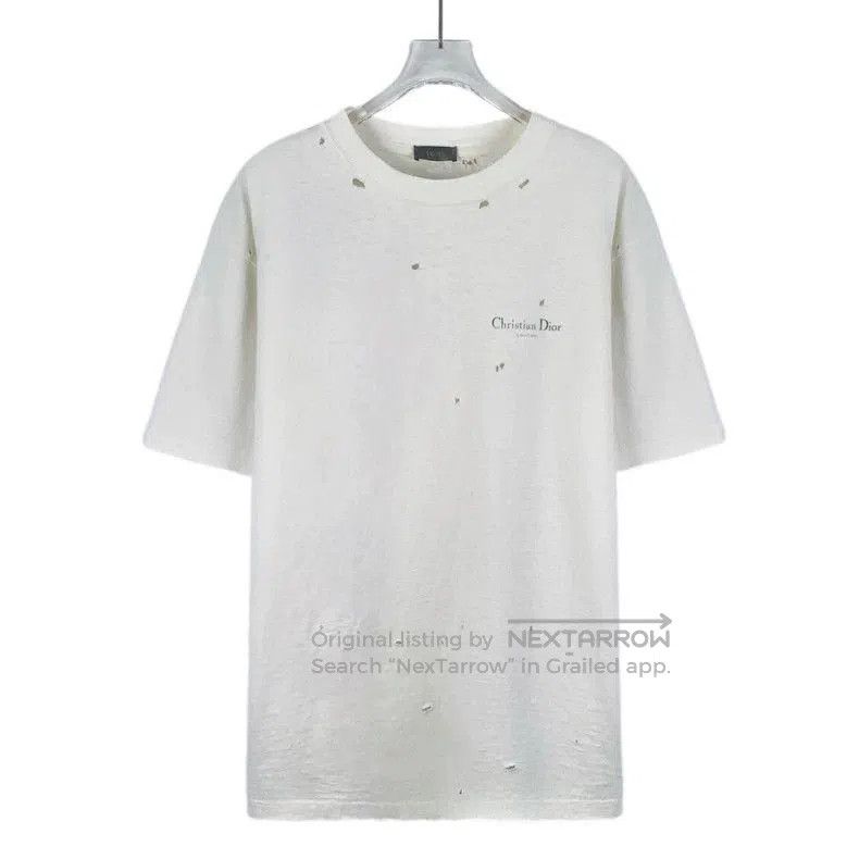 Dior Dior White Distressed Logo Print T. Size US M / EU 48-50 / 2 - 1 Thumbnail