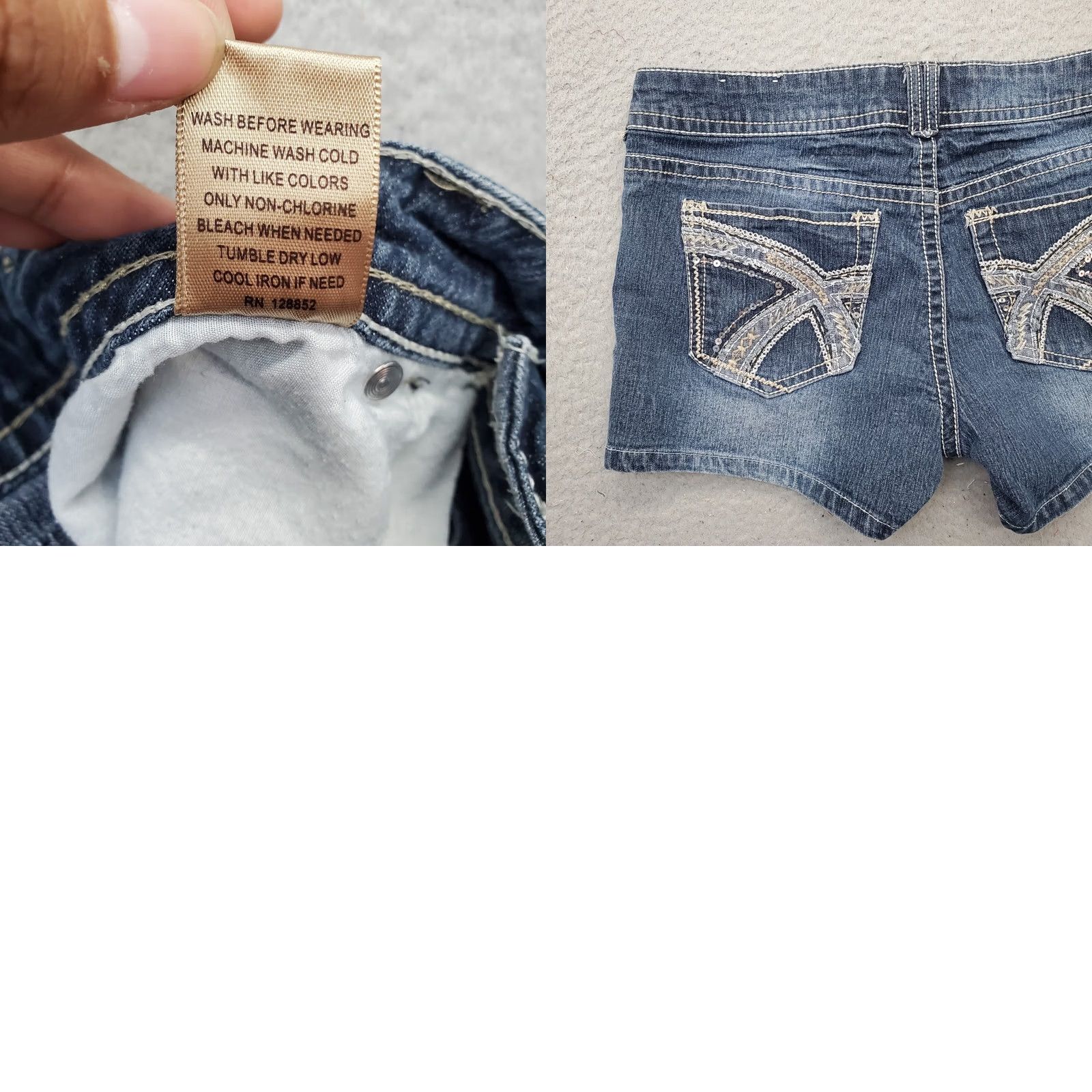 Vintage Apollo Chino Shorts Womens Size 11/12 Blue Denim Regular Fit Embellished Pockets Size 32" / US 10 / IT 46 - 8 Thumbnail