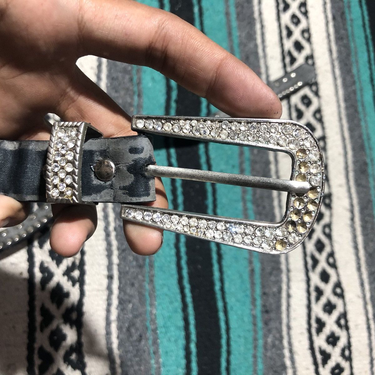 If Six Was Nine Unknown - Crystal Emerald Studded Belts Size ONE SIZE - 4 Thumbnail