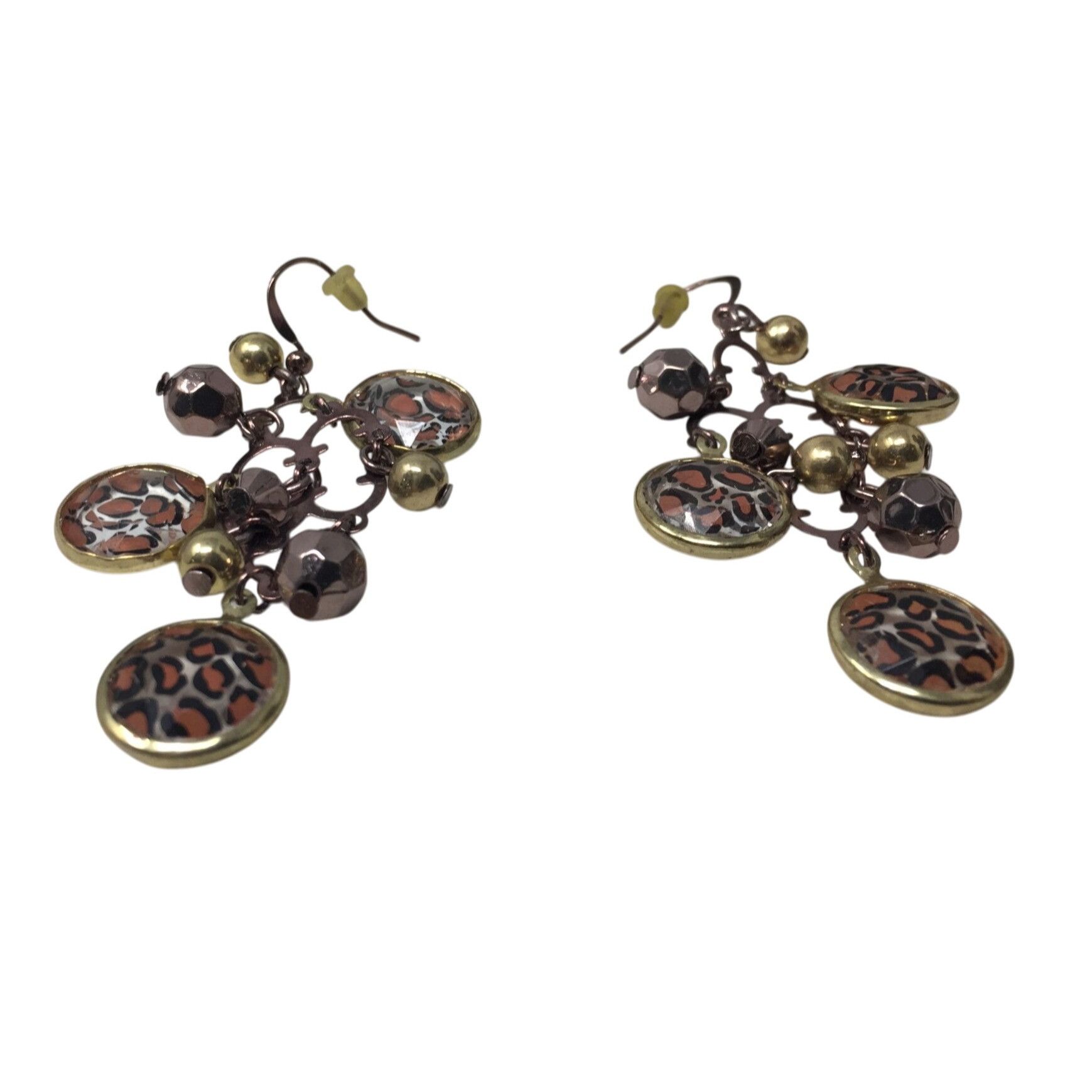 Other Women's Cheetah Print Gold Tone Dangle Earrings Size ONE SIZE - 3 Thumbnail