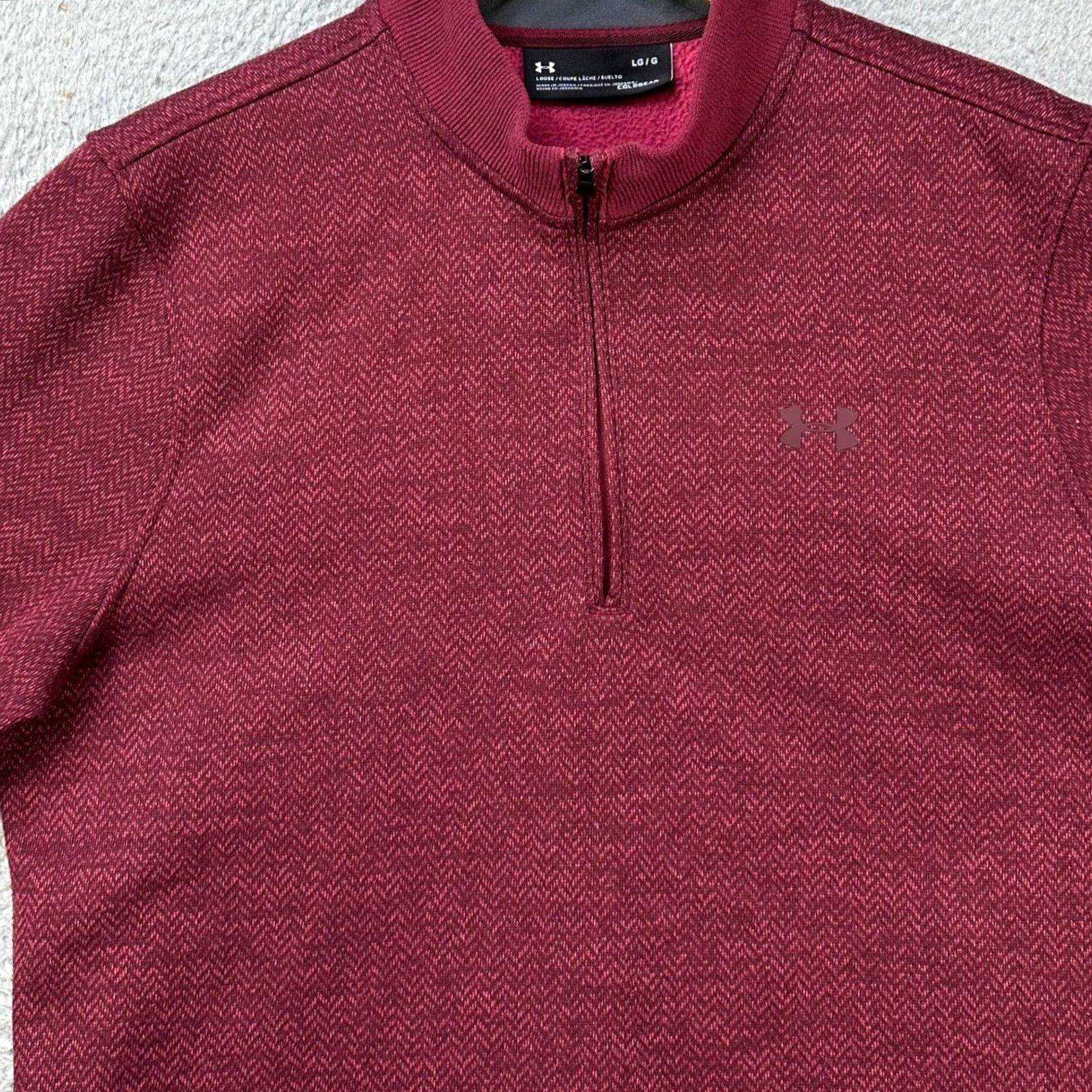 Under Armour Under Armour Cold Gear Sweatshirt Pullover Mens Large Maroon Herringbone Storm Size US L / EU 52-54 / 3 - 6 Thumbnail
