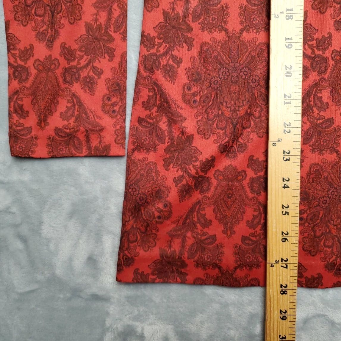 Vintage VINTAGE Lucky Tops Shirt Womens Medium Red Damask Print V Neck Disco Boho Mod 90s Size M / US 6-8 / IT 42-44 - 6 Thumbnail