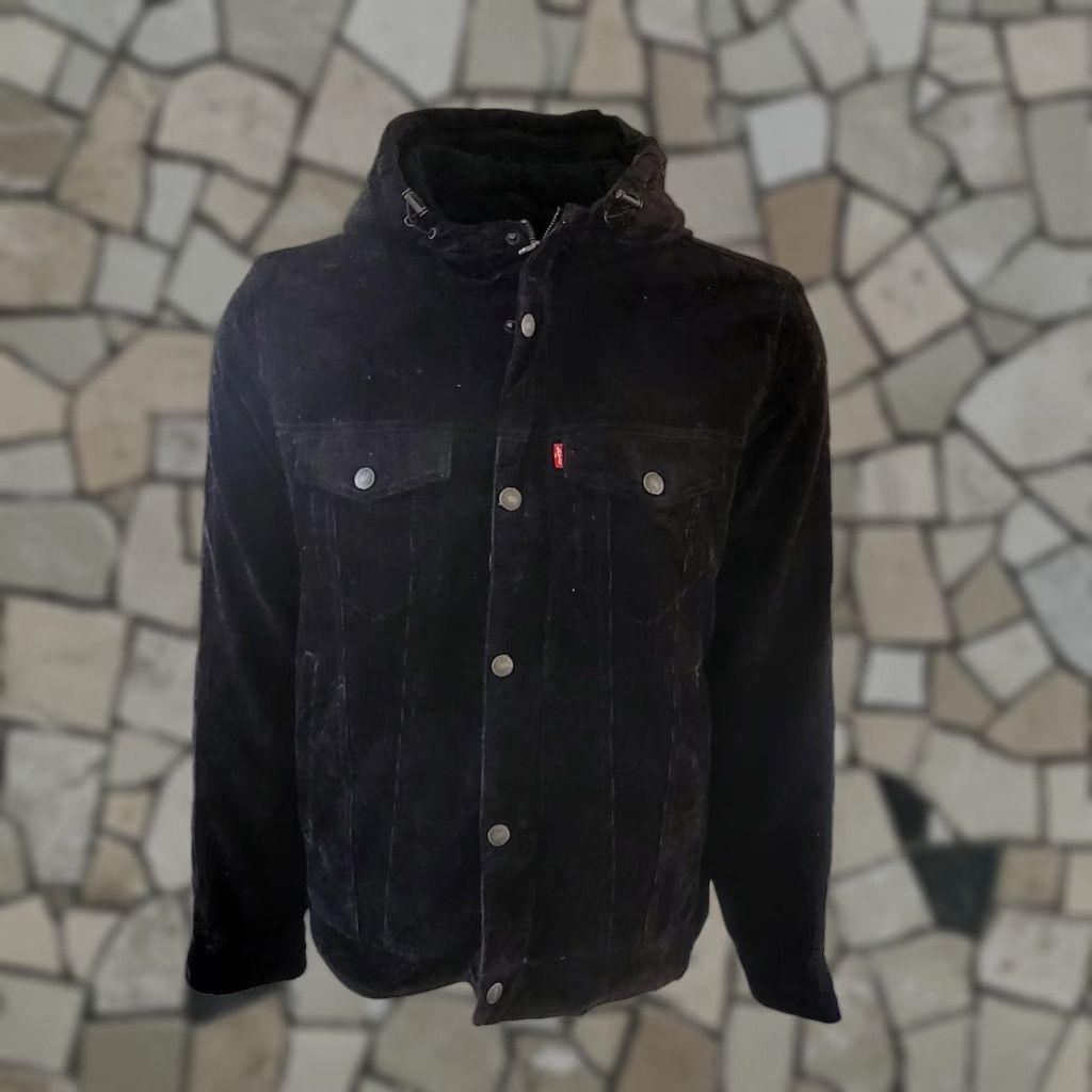 Levi's Levi's Black Corduroy Sherpa Jacket with Hood - Size M Mens Jacket Sherpa Corduroy Black M Size US M / EU 48-50 / 2 - 1 Thumbnail